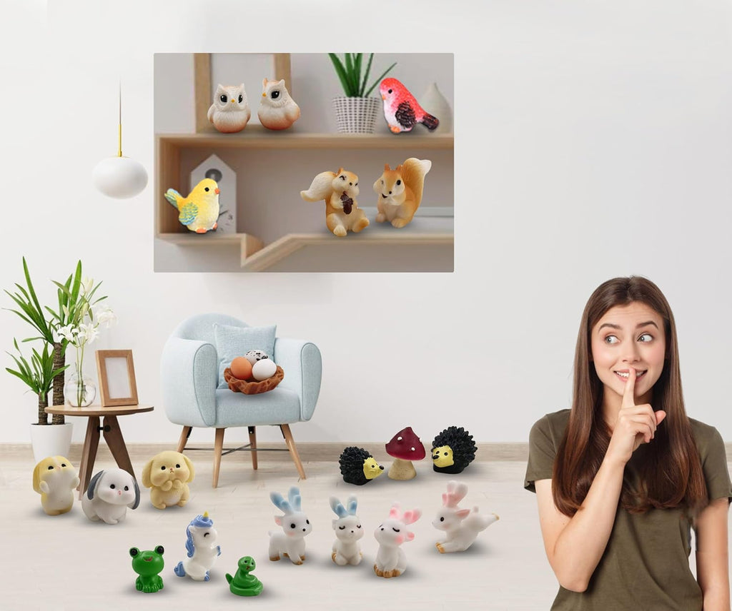 30 Pcs Tiny Resin Animals to Hide Mini Forest Animals Figurines for Miniature Garden Fairy Garden Succulents Plants Ornaments