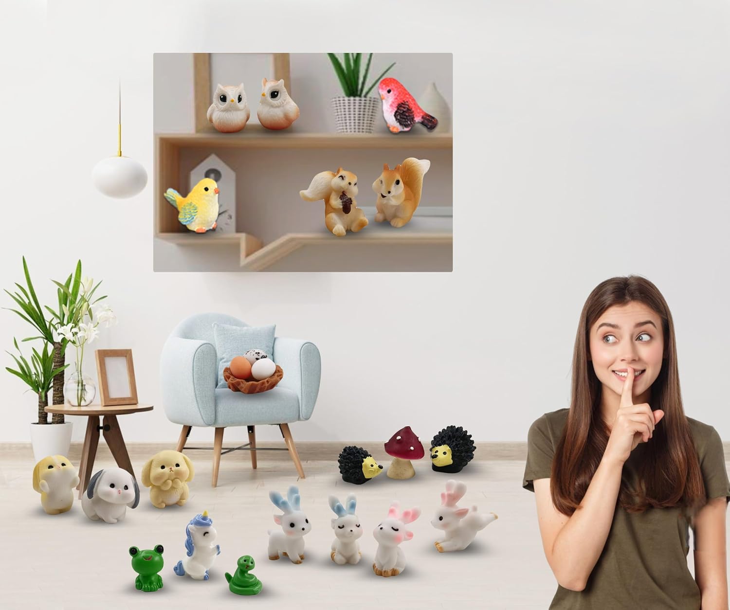 30 Pcs Tiny Resin Animals to Hide Mini Forest Animals Figurines for Miniature Garden Fairy Garden Succulents Plants Ornaments