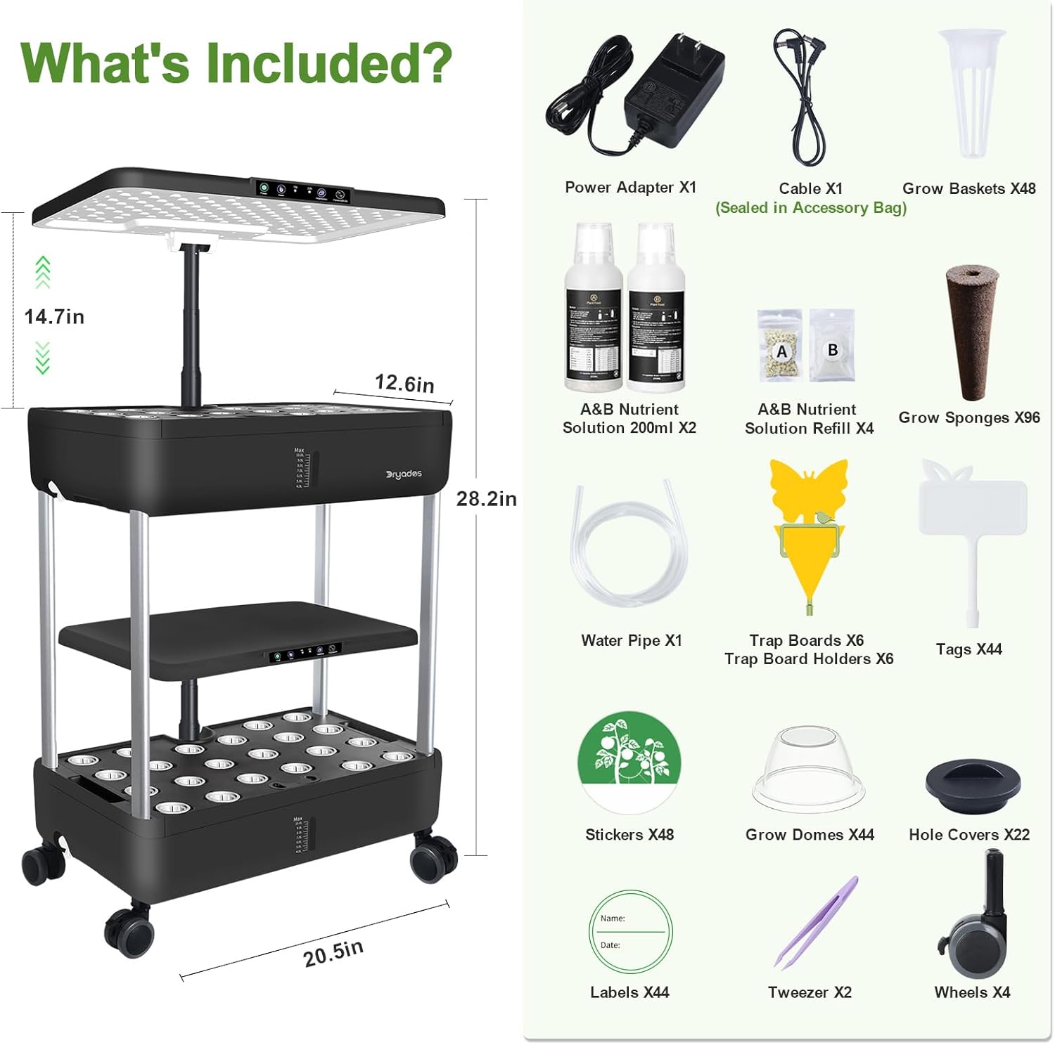 Hydroponics Growing System Indoor Garden - DRYADES 44 Pods Herbs Garden Kit Indoor with LED Grow Light Grow Anything Plants Germination Kit (No Seeds) Harvest Vegetable Lettuce for Home Kitchen