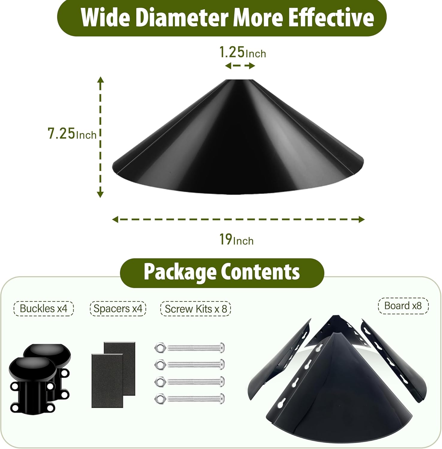 19-inch Squirrel Baffle, Squirrel-Proof for Bird Feeder Pole, Birdhouse Baffle for Shepherd's Hook in The Outdoors,(Black 2 Pack)