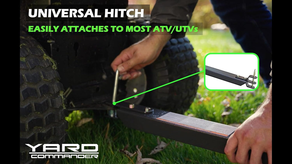 Yard Commander - 400LB Heavy Duty Tow Behind ATV Trailer Steel Dump Cart - 10-Cubic Feet Capacity - Garden Utility Trailer - Trailers with Removable Tailgate for Riding Lawn Mower Tractor