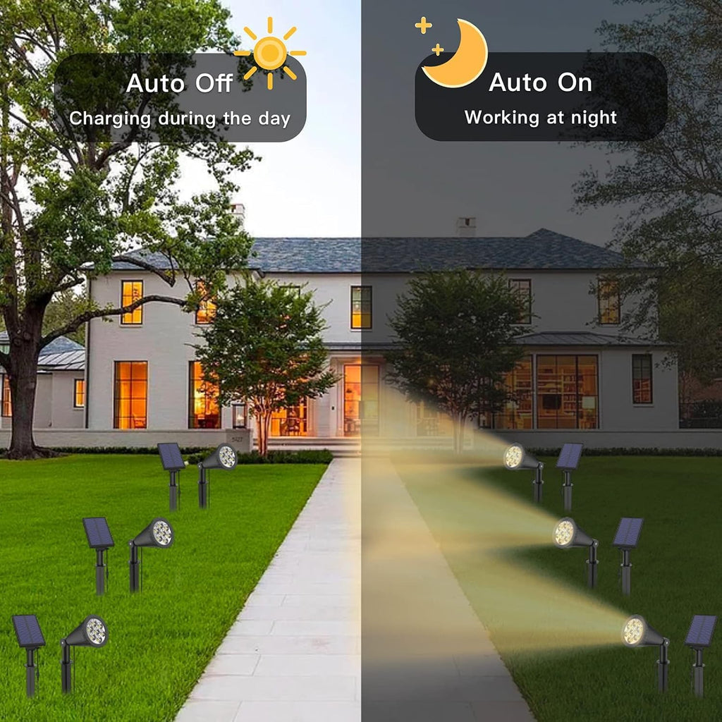 MEIHONG Split Solar Spot Lights - Warm White Solar Landscape Lights with Separate Panel for Garden Walkway (2 Pack)