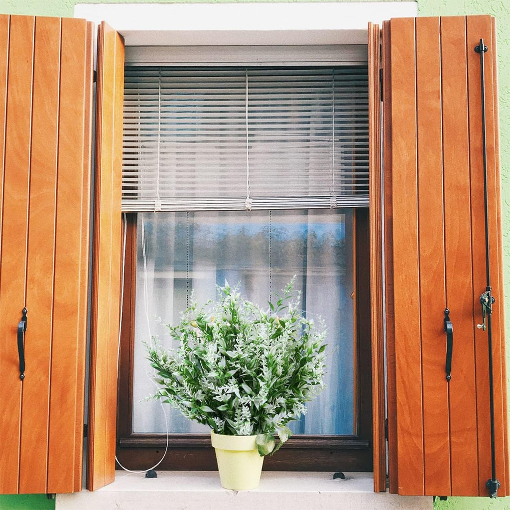 8 Pack Artificial Plants Flowers Grass Shrubs No Fade Faux Plastic Flowers Outdoor for Vases Farmhouse Garden Porch Patio Office Indoor Wedding Decoration Greenery Fake Plants (5#White)