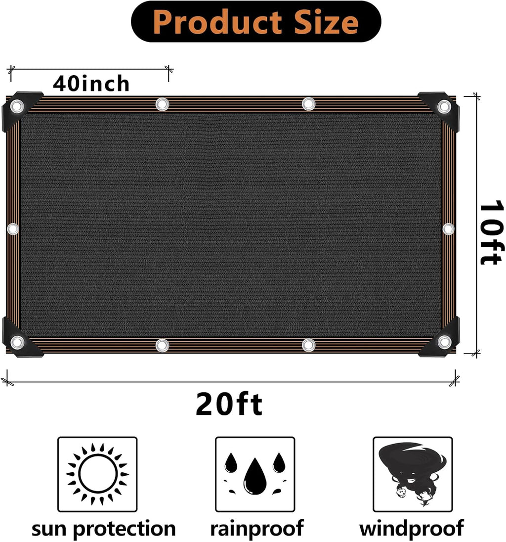 QLOFEI Shade Cloth for Patio, 80-90% Sunblock Shade Sails for Garden Pergola Outdoor, Sunshade Neting with Grommets for Kennel Chicken Coop Lawn Easier to Hang Cover, 10x20 FT