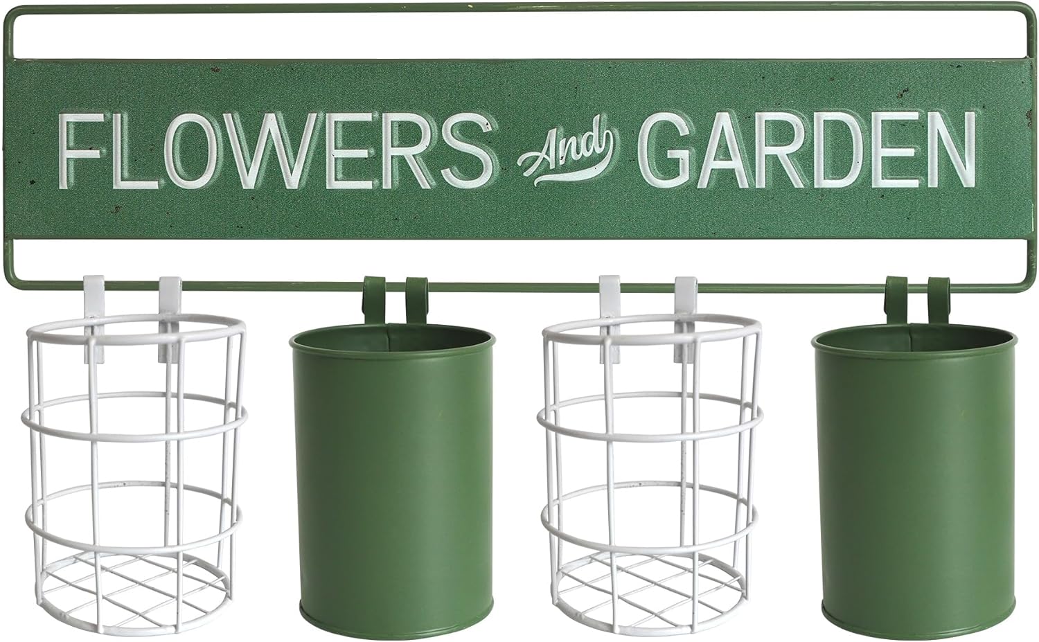 Vintage Metal Hanging Flower Pot Rustic Wall Mounted Planter, Decrative Farmhouse Plants Holder Succulents Tubs for Garden Railing Fence Patio Yard Outdoor Decor