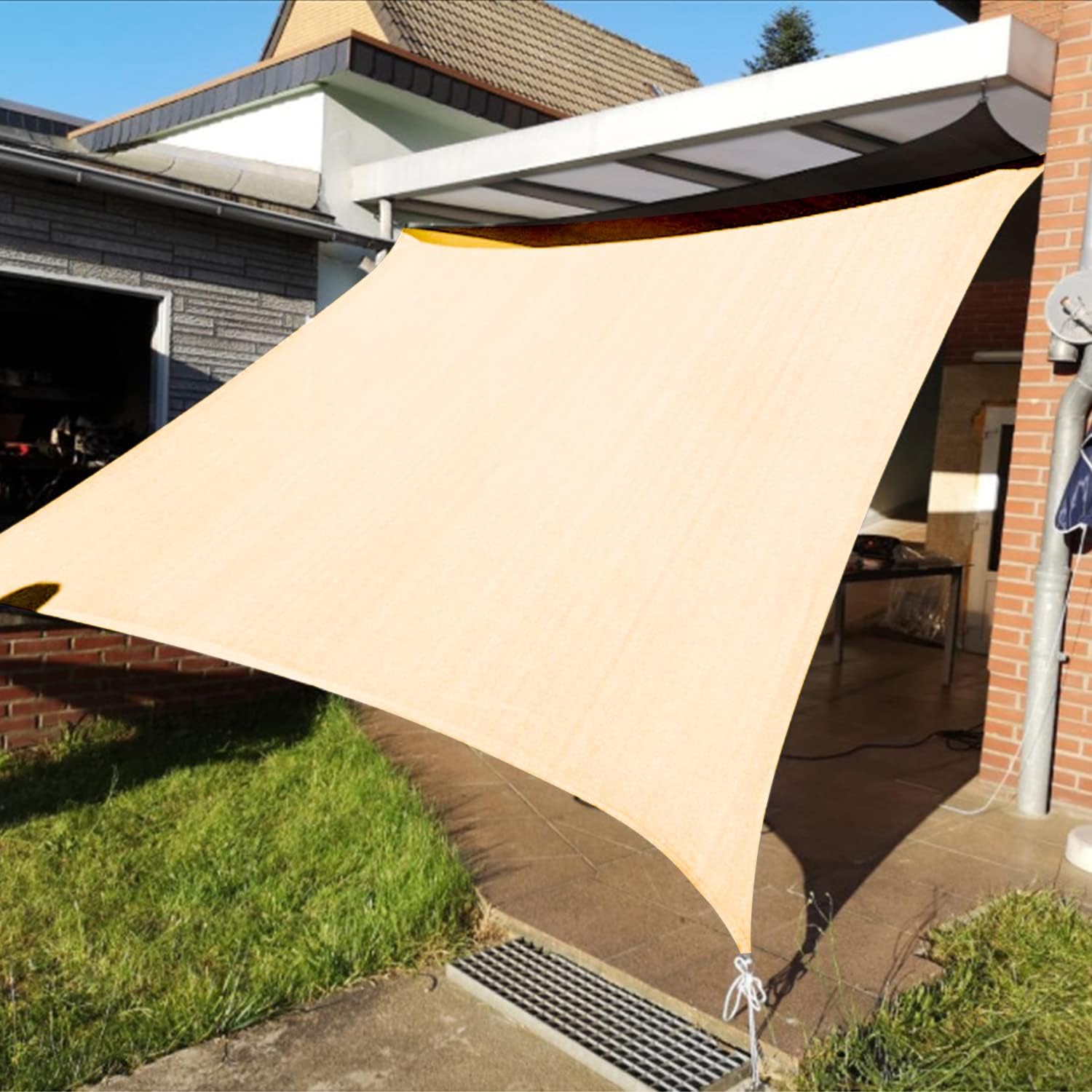 KANAGAWA 16'X24' Cream Custom Size Sun Shade Sail Rectangle UV Block Canopy Cover for Patio Backyard Lawn Garden Outdoor (Customized Available)