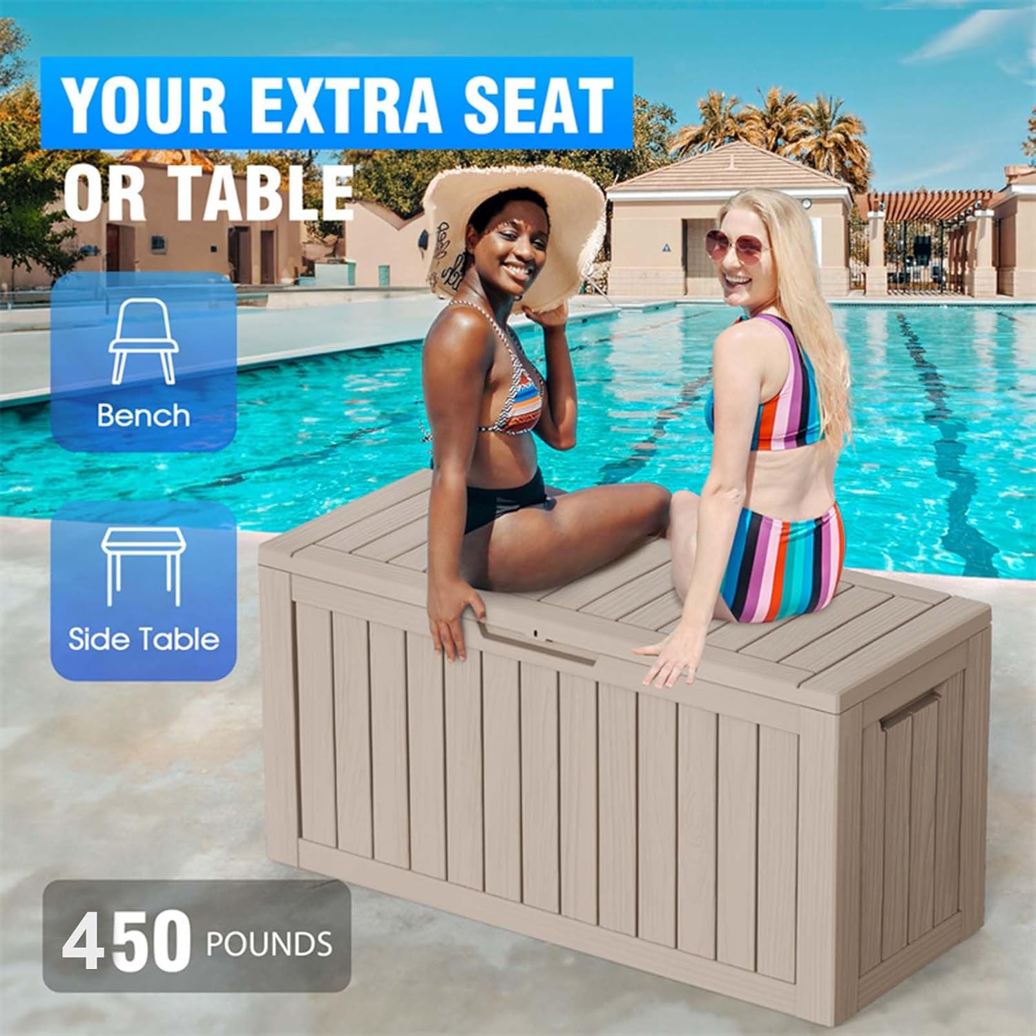 80 Gallon Outdoor Deck Box,Storage Lockable Waterproof Patio Furniture,Garden Tools,Cushions,Pool Accessories Outside Storage Resin Box(Gery)