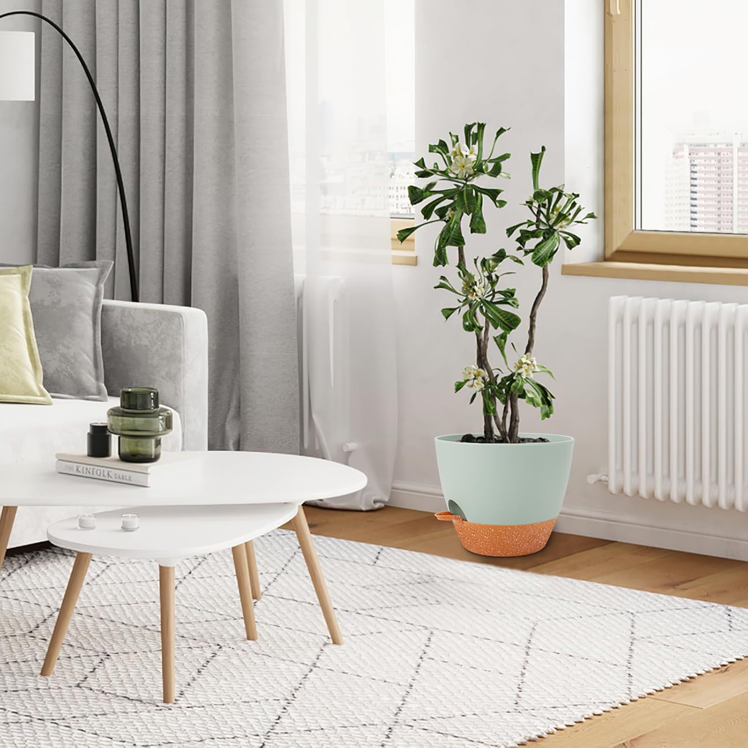 GARDIFE 10 inch Plant Pots,Self Watering Pots, 2 Pack Flower pots, Large Plastic Planters with Deep Reservior and High Drainage Holes for Indoor Outdoor Plants and Flowers, Green