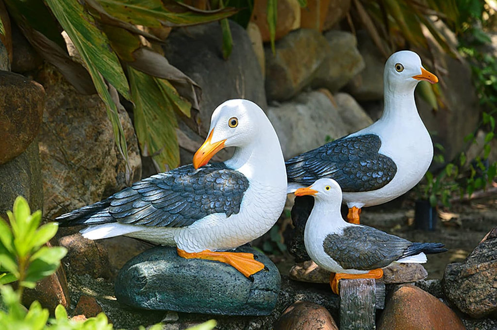 coolboy Real Seagull Figurine,Garden Bird Statue -Seagull Décor Birds Figurines Ornaments - Best Indoor Outdoor Statues Yard Art Figurines for Patio Lawn House