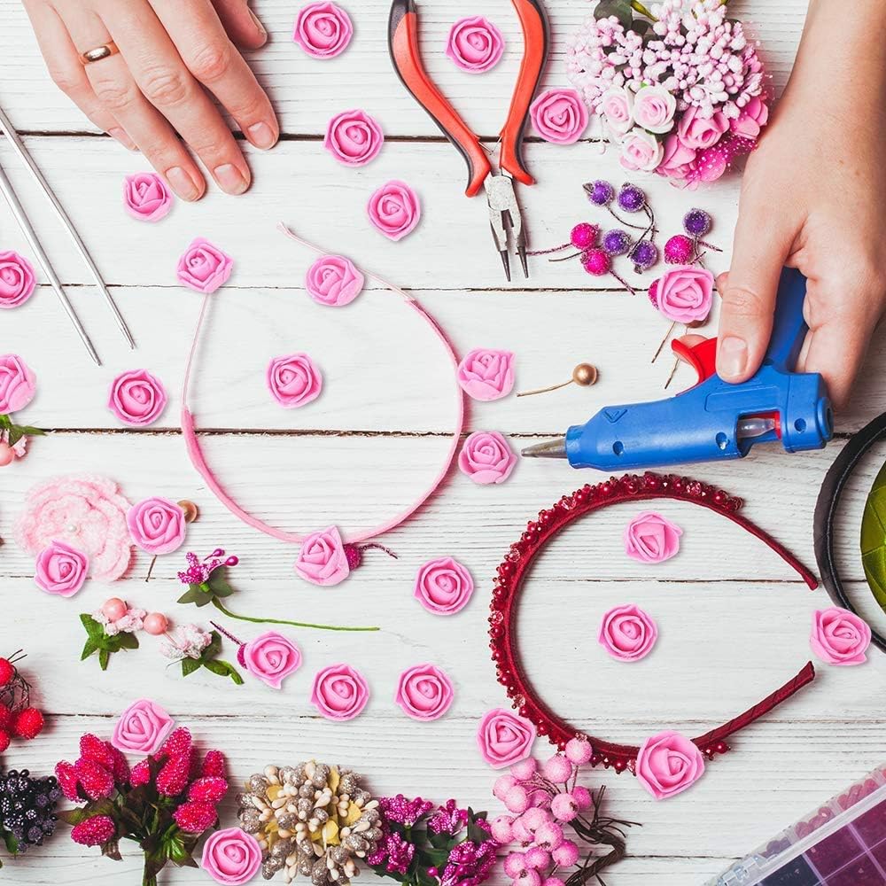 Foam Rose Fake Flowers for Crafts 144 pcs 2 cm Mini Wreaths Artificial Flower Bouquet Multicolor Rose Flower Wedding Scrapbooking Decoration Rose Fake Flower(Light Pink)