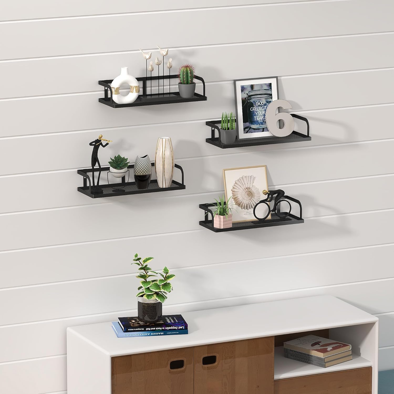 PUSDON Metal Wall Hanging Basket 2 Packs DIY Suitable for Multiple Scenes - Black Hollowout 12.6in