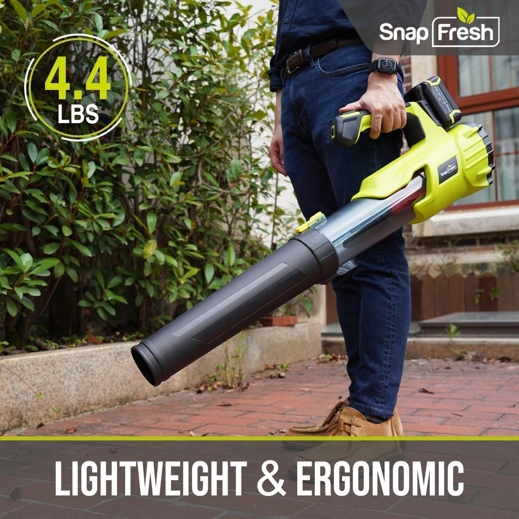 SnapFresh Cordless Leaf Blower - 550CFM Electric Leaf Blower Cordless with 4.0 Ah Battery and Fast Charger - 20V Lightweight Leaf Blower for Yard and Garden, Battery Operated Blower for Lawn Care