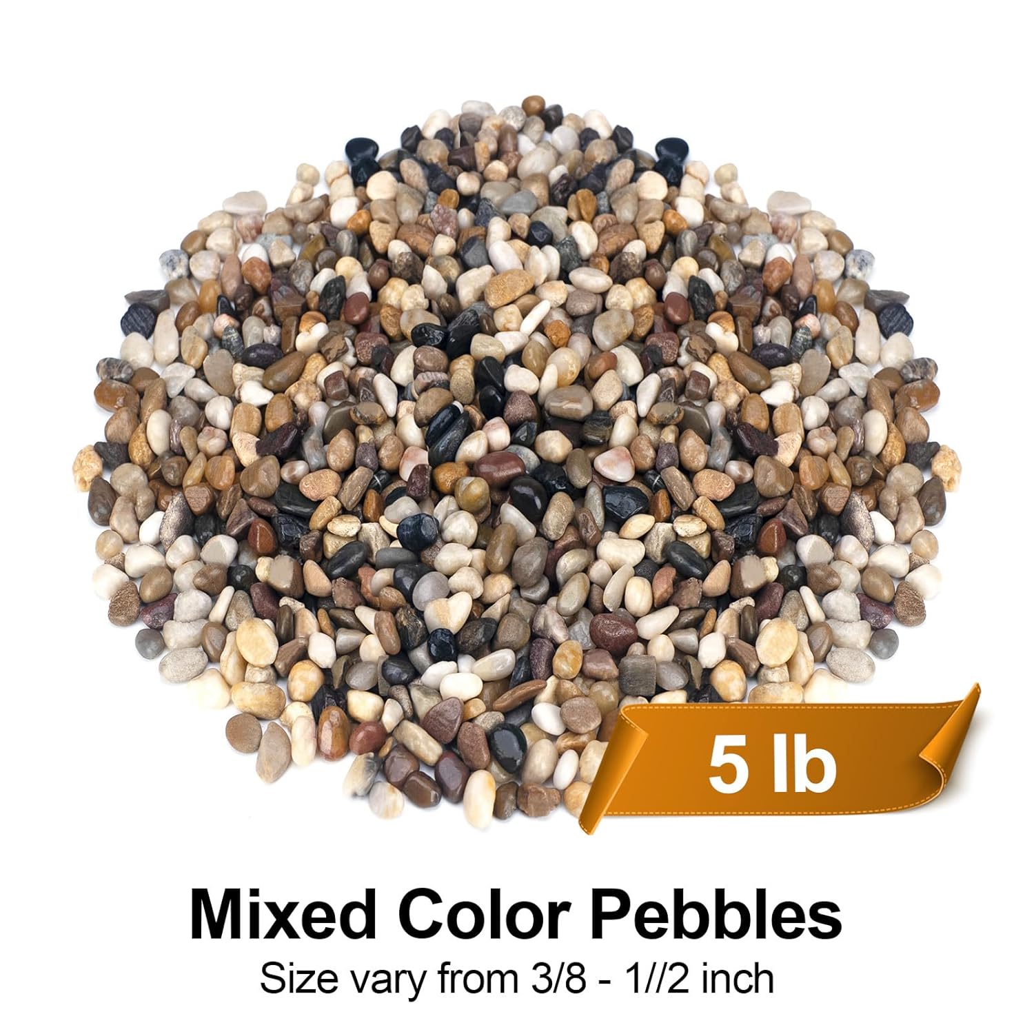 5 lbs Pebbles for Indoor Plants, Succulent, Bamboo, Vase, 3/8" Plant Rocks for Pots Indoor, Small River Rocks Decorative Pea Gravel, Highly Polished