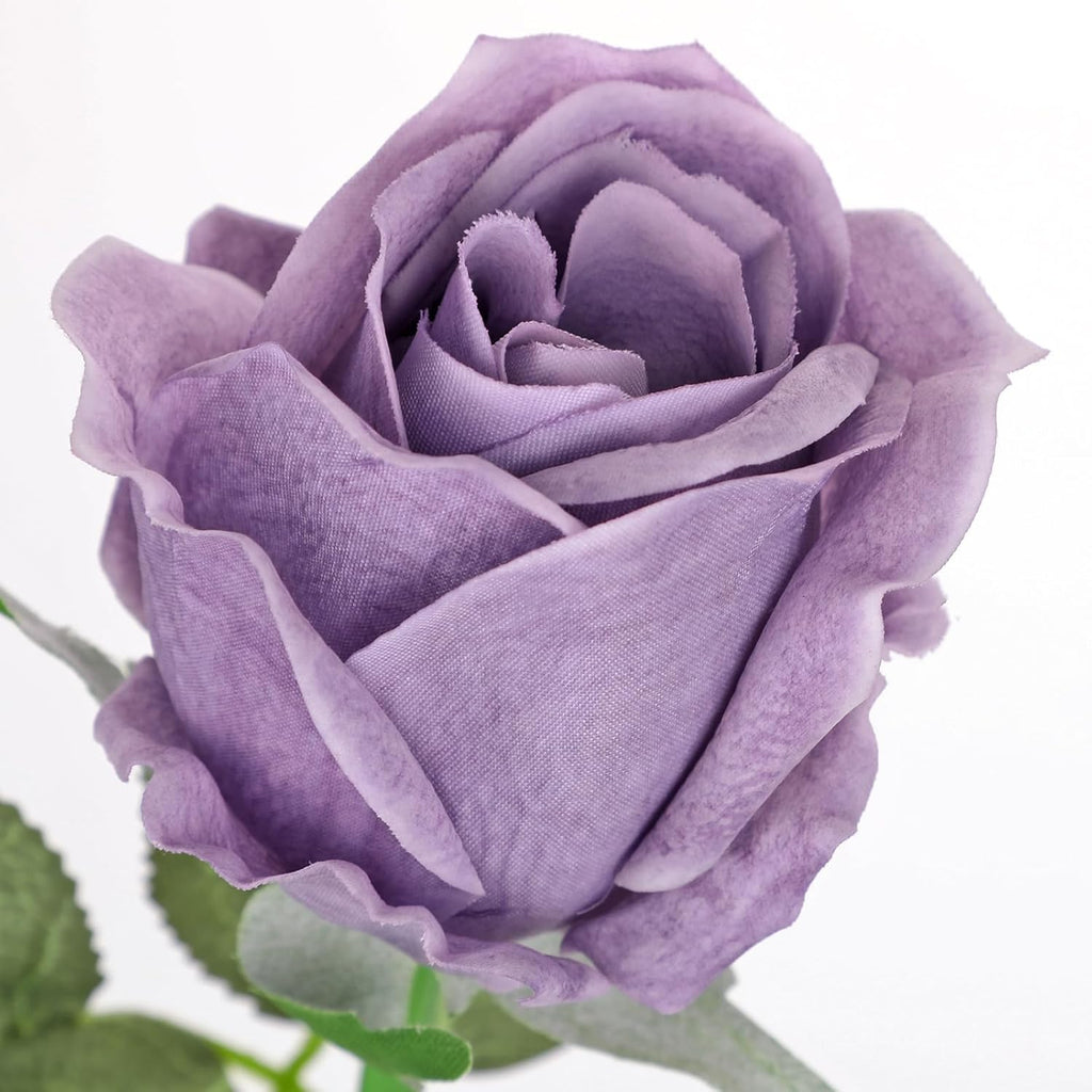 Artificial Realistic Roses Lilac Flowers 24" Real Touch Silk Roses Bouquet Long Stems Rose Fake Roses Decor for Home Party Wedding Table Centerpieces Roses Realistic - 5 Pcs