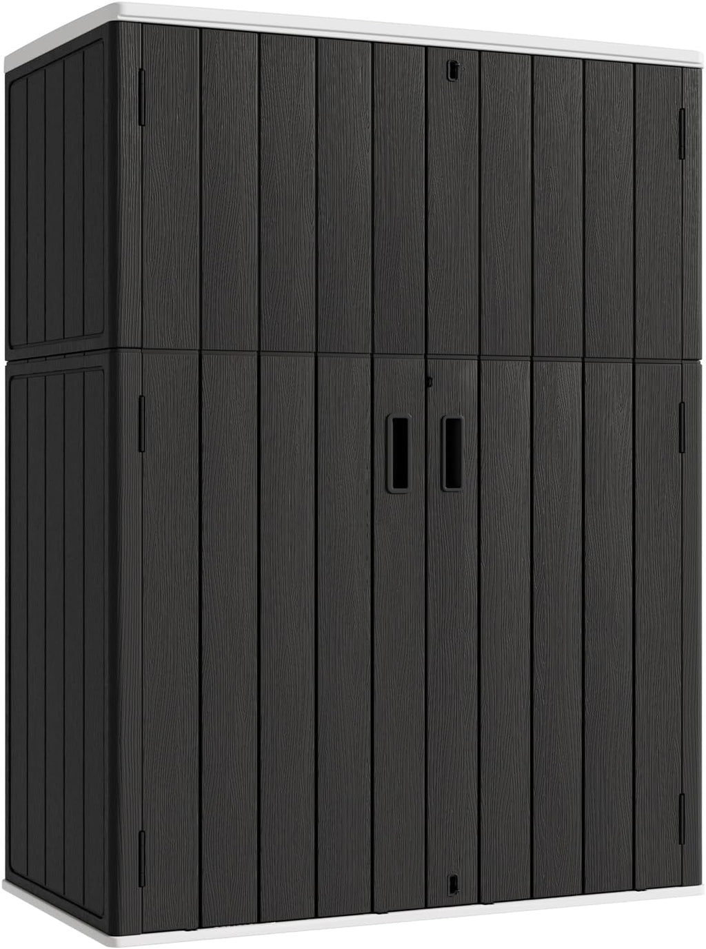 KINYING Outdoor Vertical Storage Shed,57 Cu.ft Outdoor Storage Cabinet Waterproof,Resin Sheds & Outdoor Storage Clearance for Garden,Patio,Backyard,Lockable (Black)