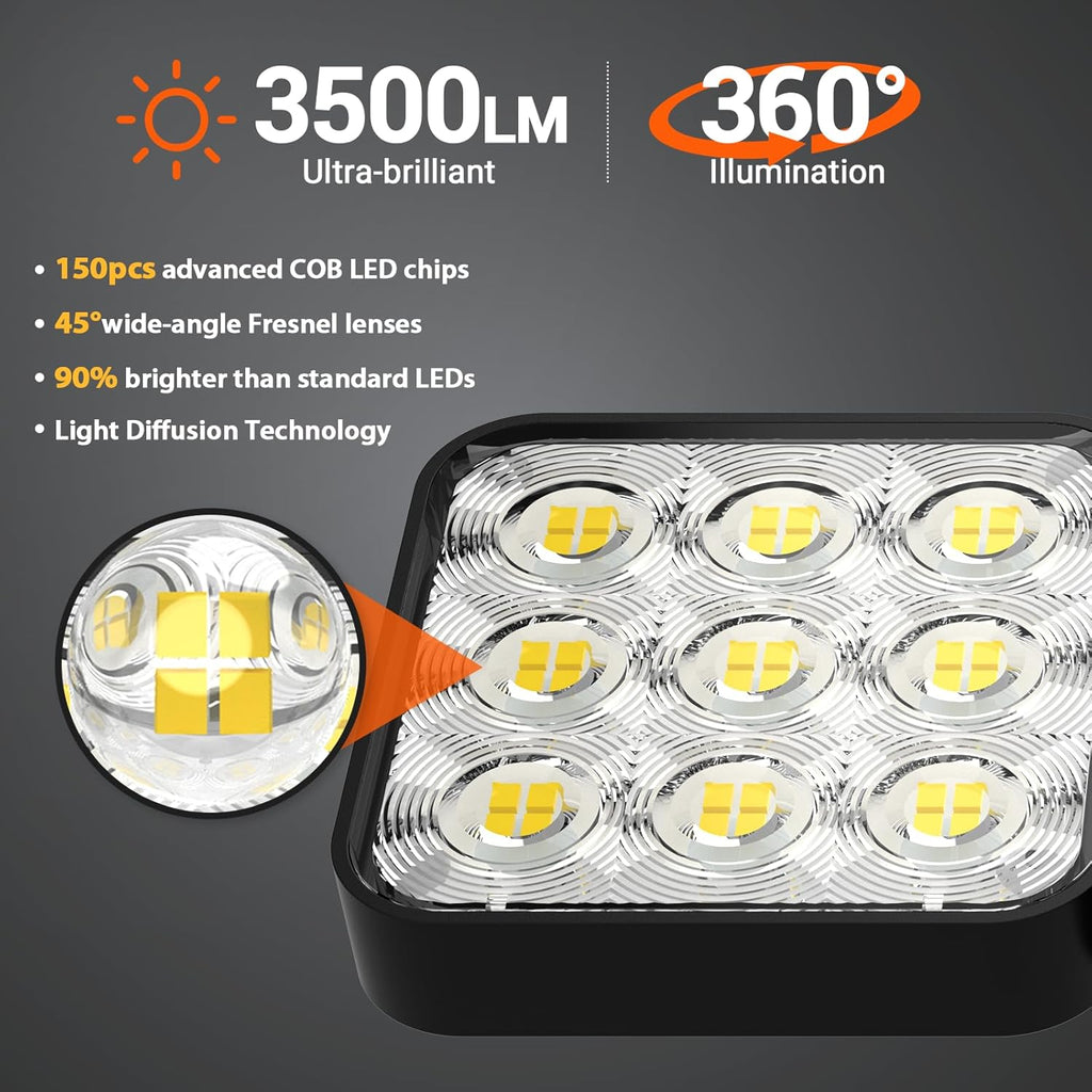 WdtPro 2025 Solar Lights Outdoor Flood Light, 3500LM Bright Motion Sensor Outdoor Lights, 3 Heads & Upgrade Glass Panel, LED Solar Powered Security Light Spotlights Waterproof for Outside Yard-2Pack