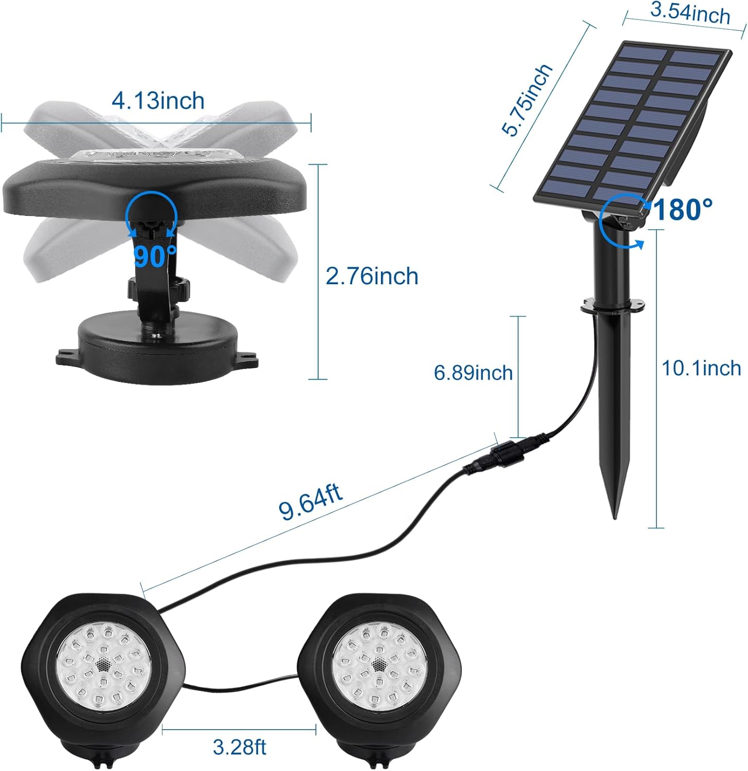 Solar Pond Lights, 18 LED Super Bright RGB LED Underwater Spotlights Color Changing Submersible Pond Light IP68 Waterproof Fountain Lights for Fish Aquarium Tank Garden Yard Pool (2-in-1)