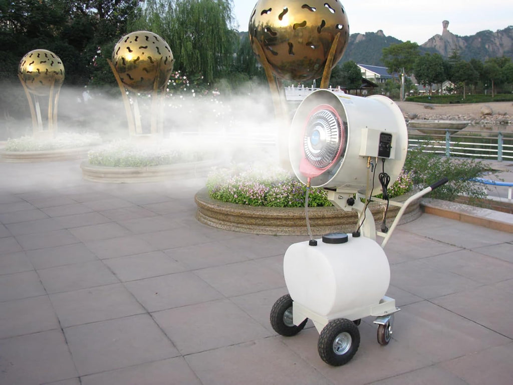 LI-GELISI High Power Misting Fan – All Metal With 1250 Sq Ft Cooling & 13 Gal Tank (White 550W/20 inches)