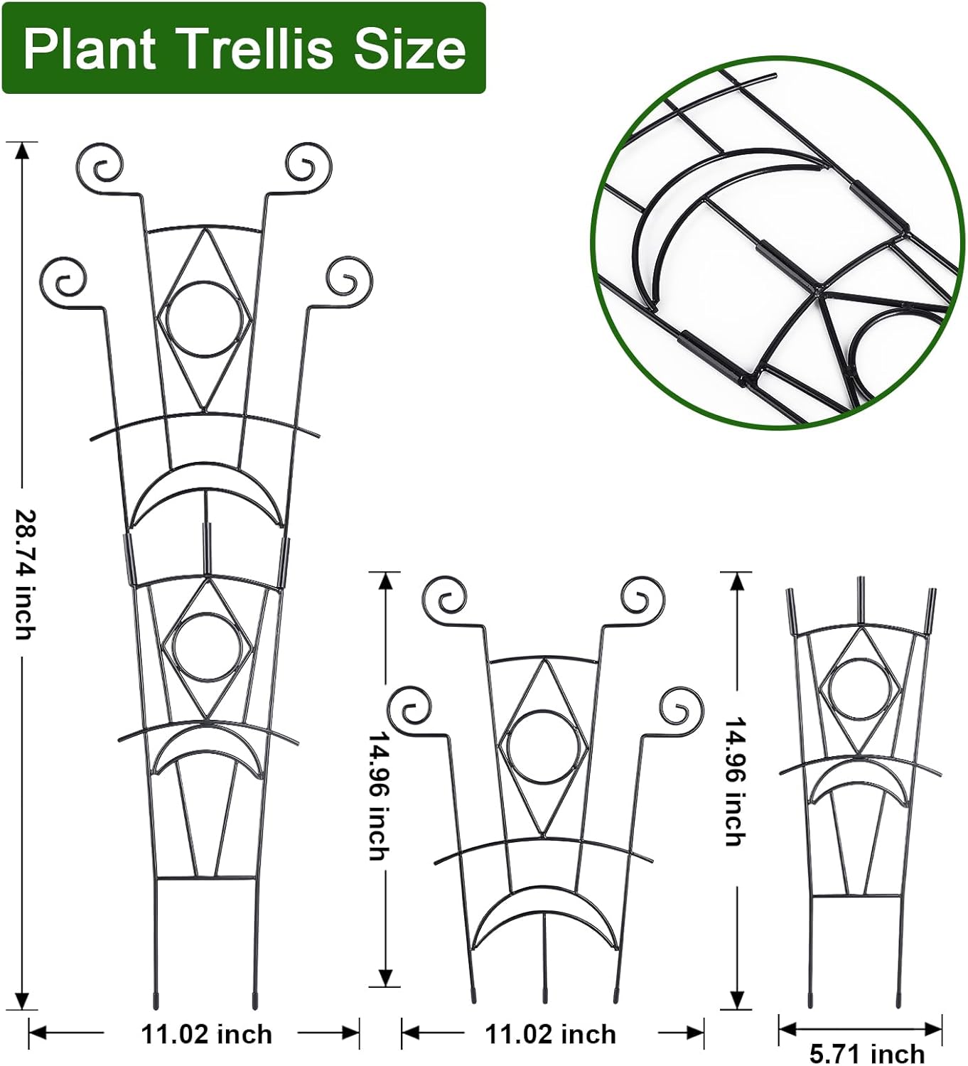 Indoor Plant Trellis for Climbing Plants 2 Pack Small Garden Metal Support for Potted Plants Flowers Houseplants for Outdoor