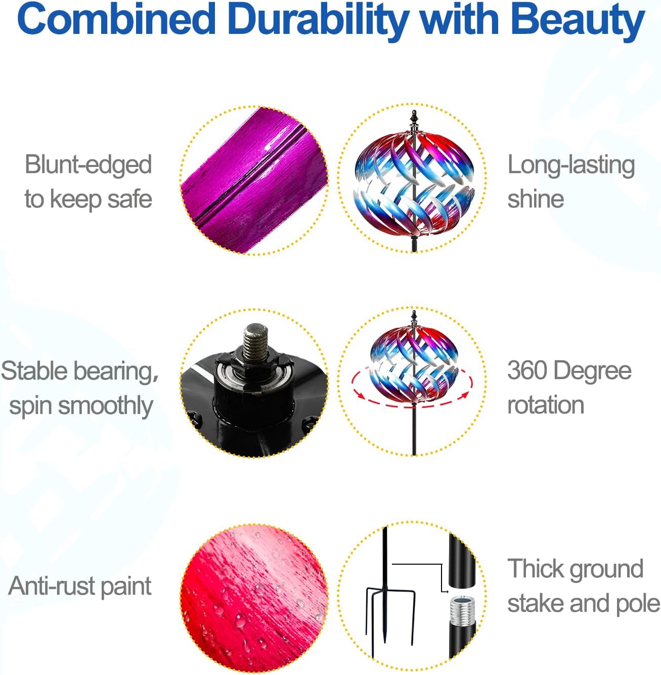 LimeHill Wind Spinners Outdoor, 84" Large Metal Wind Spinners for Yard and Garden, Wind Sculptures & Spinners with Stake, Windmill for Yard Ideal Gift for Family Friends