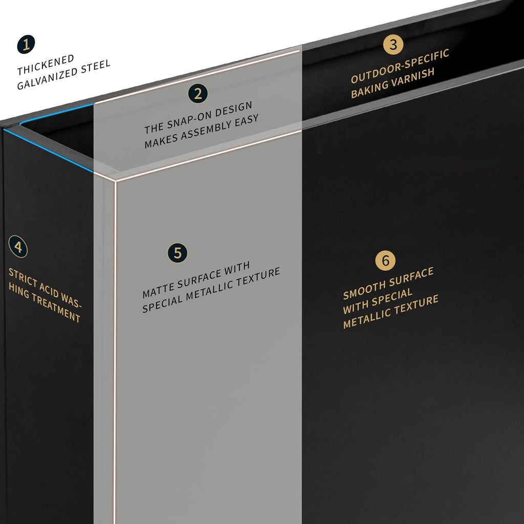 Large 36" L Metal Planter Box for Outdoor, Black Raised Garden Bed Flower Pot - Rust-Resistant Steel Design for Patio, Porch, Yard with Drainage Holes, Easy No-Tool Assembly