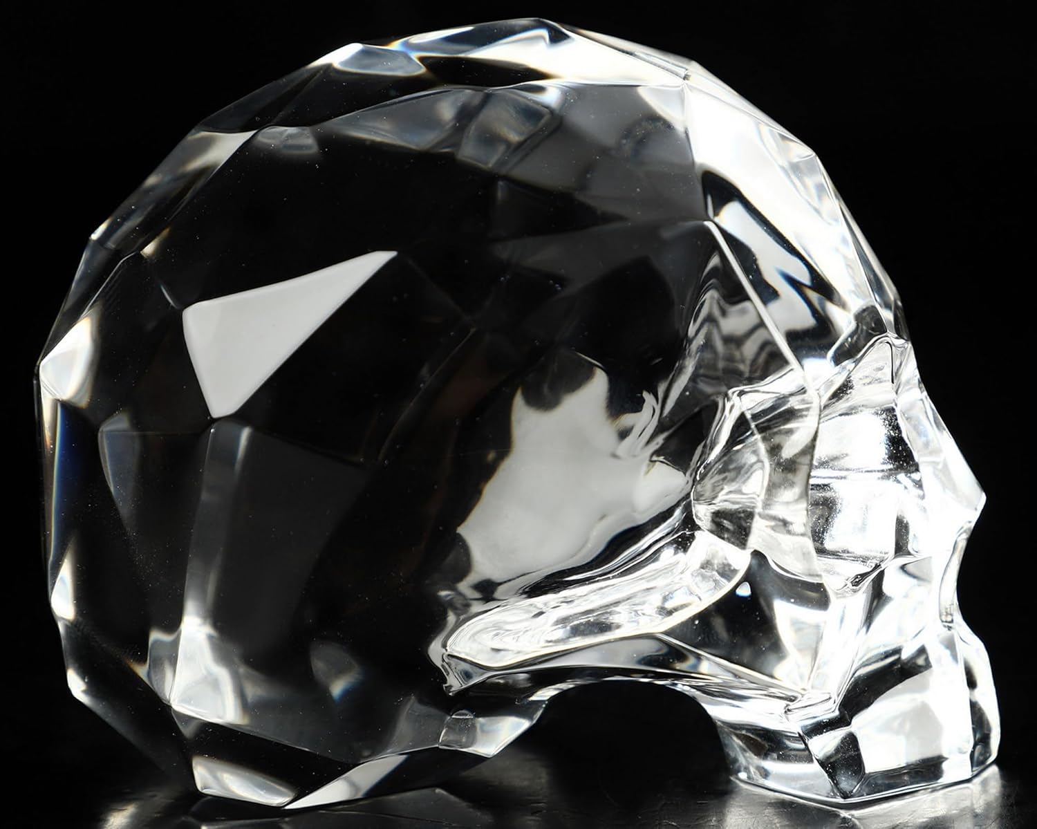 Skullis 3.8" K9 Crystal Skull, Hand Carved Gemstone Fine Art Sculpture, Reiki Healing Stone Statue.828