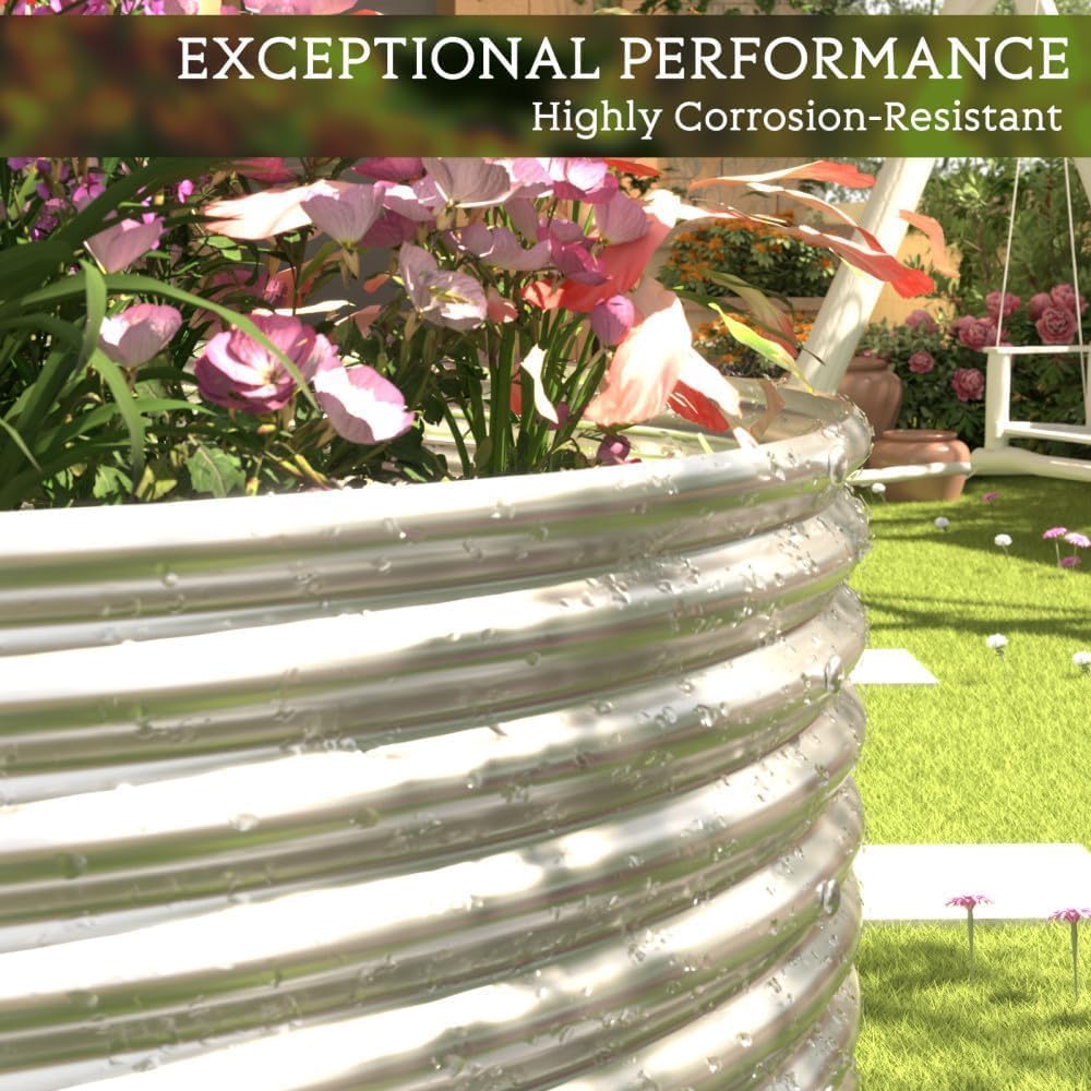 FRIZIONE 3pcs Tall 4x2ft Galvanized Raised Garden Bed Outdoor,Steel Garden Bed for Vegetables,Above Ground Garden Box for Flower,Metal Raised Beds for Gardening