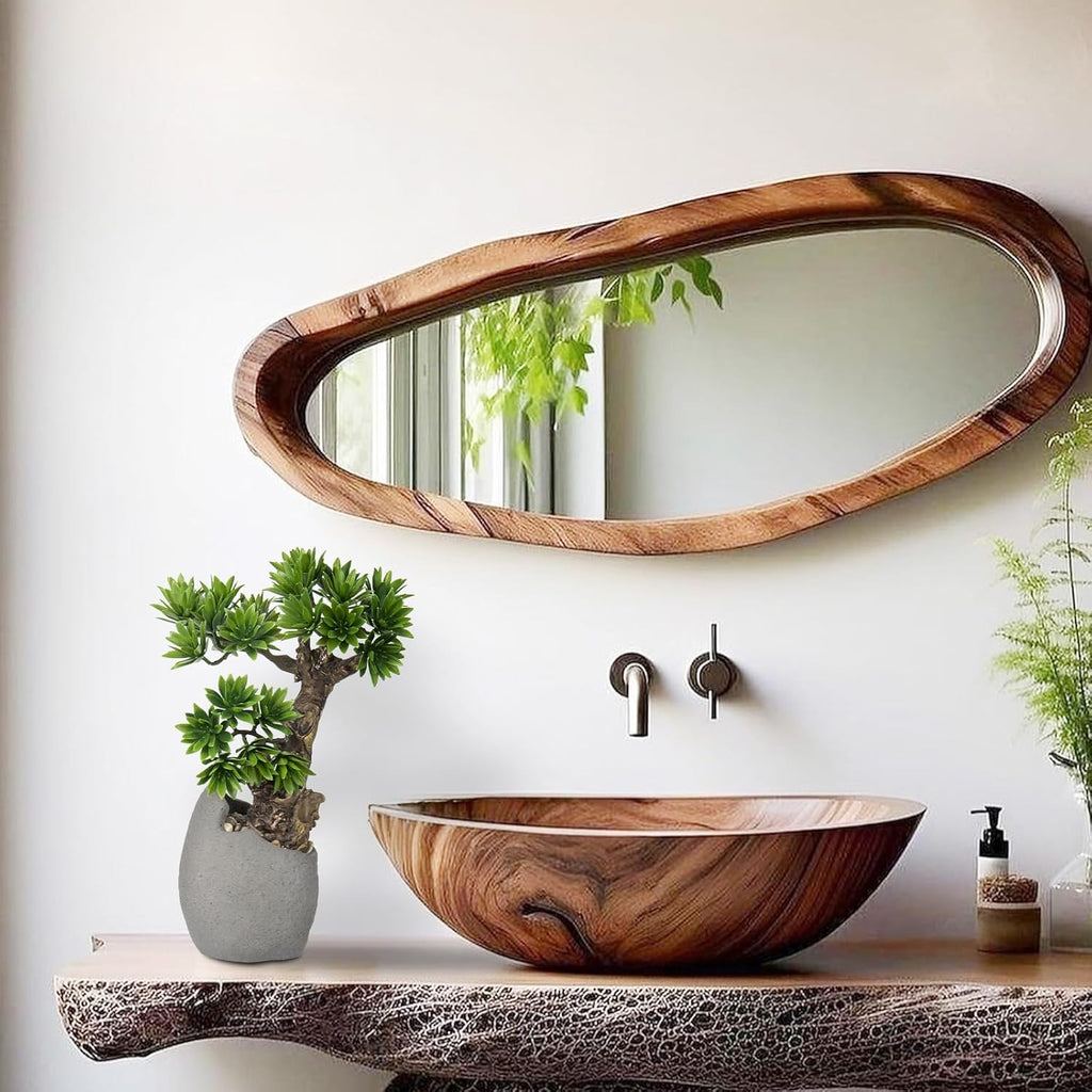 Fake Bonsai Tree Bonsai Plant 13.8” Tall Artificial Bonsai Trees with Cemant Pot Decorated with Pebbles Desk Plant Indoor Bonsai for Home Office Decor