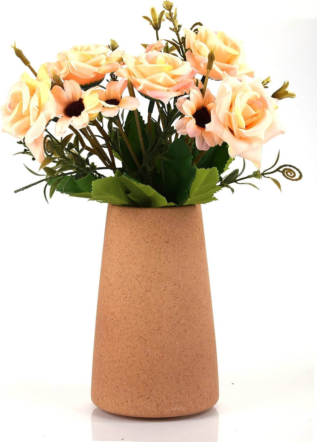 Simple Vase for Flowers Plants, Matte Vases for Modern Table Shelf Home Decor Wedding Boho Decor, 6" H Frosted Elegant Ceramic Vase for Pampas Grass Fluffy Stem Bouquet Lavender Flowers (Brown, 4)