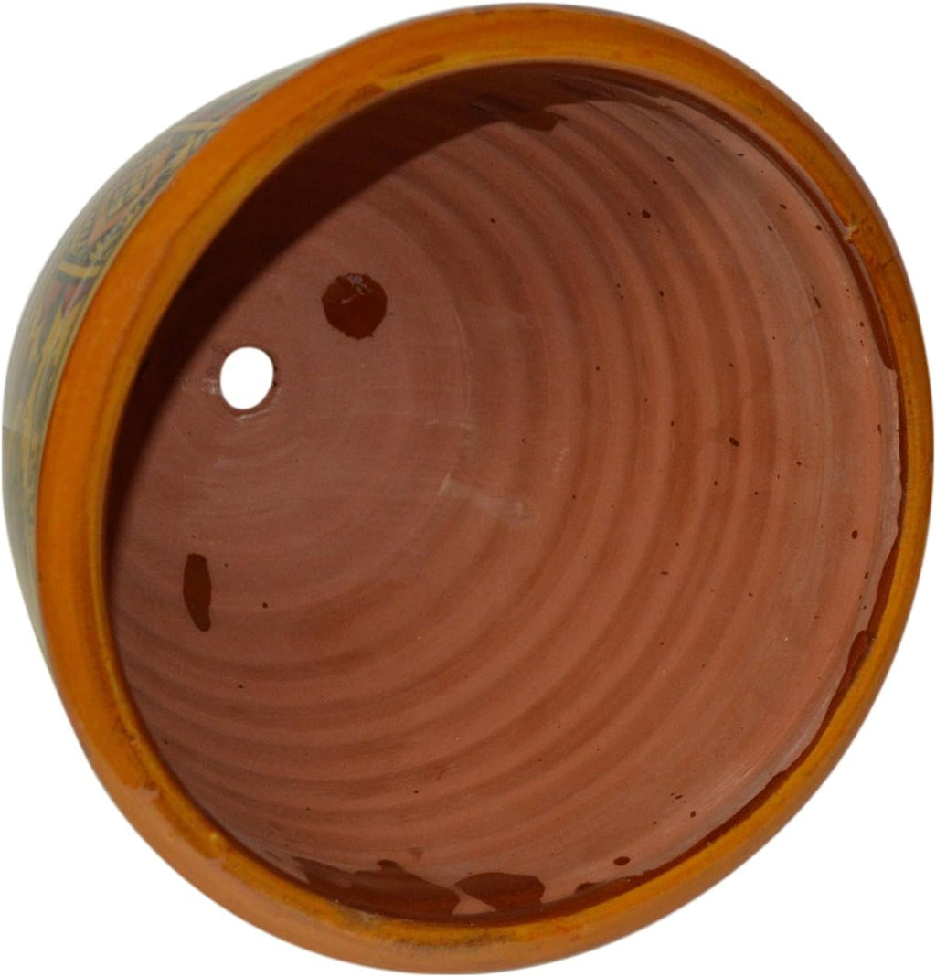 Handmade Ceramic Flower Pot Moroccan Indoor Outdoor Mediterranean Spanish Style Garden Drain Hole Planter Yellow