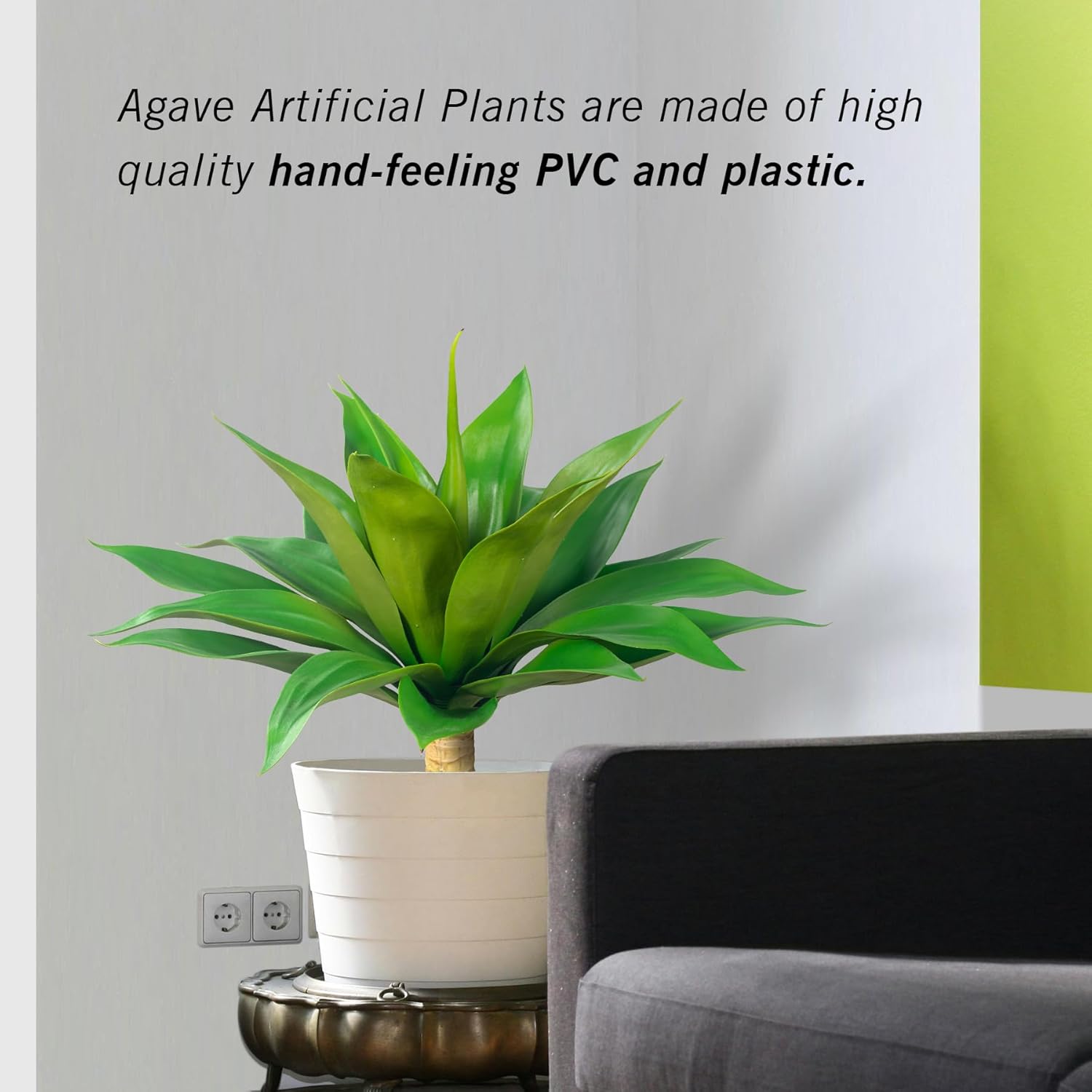 Artificial Agave Plants,Large UV Resistant Fake Agave Planters for Indoor and Outdoor Decorating Plantas Artificiales Decorativas Grandes(2Pack, 28")