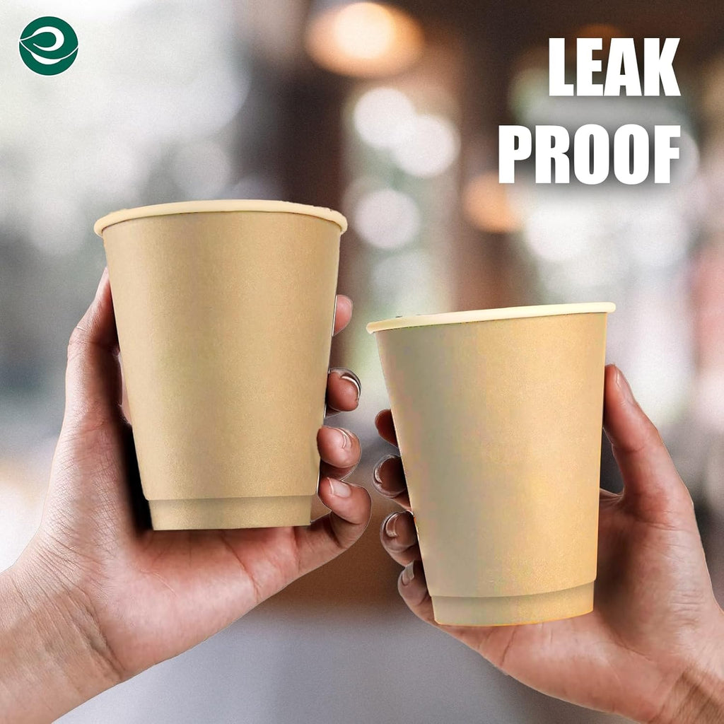 ECO SOUL 100% Compostable Plant-Based 8oz Hot Cups | (50 Count, 8 oz Hot Cups) | Disposable Bagasse Paper Cups | Eco-friendly Cups | Sturdy, Microwave & Oven Safe