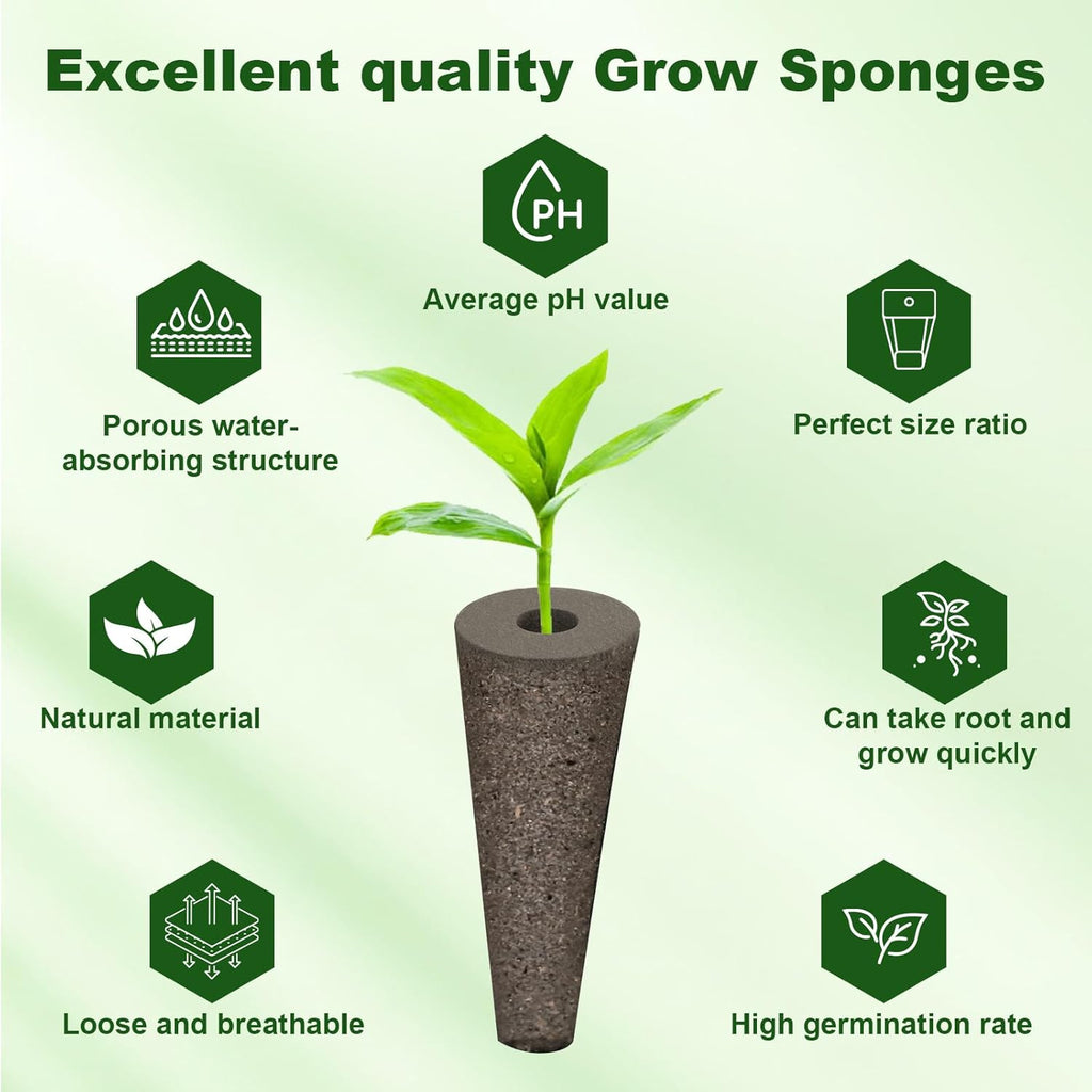 109 Pack Hydroponic Pods Supplies for Aerogarden Pods, Grow Sponges for Hydroponics, Seed Pods Kit with 48 Grow Sponges, 48 Pod Labels,12 Plant Labels, 1 Tweezer for Hydroponic Indoor Garden System