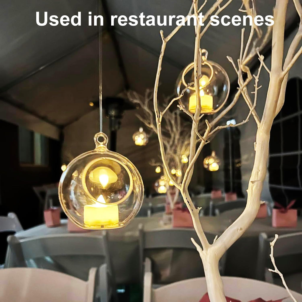 39 Pcs 4 Inch Hanging Glass Globes Orbs, Clear Ornaments Balls, Tealight Candle Holder for Wedding, Christmas, Party, Centerpiece Accessory and Home Decor by KUKLIPJIM.