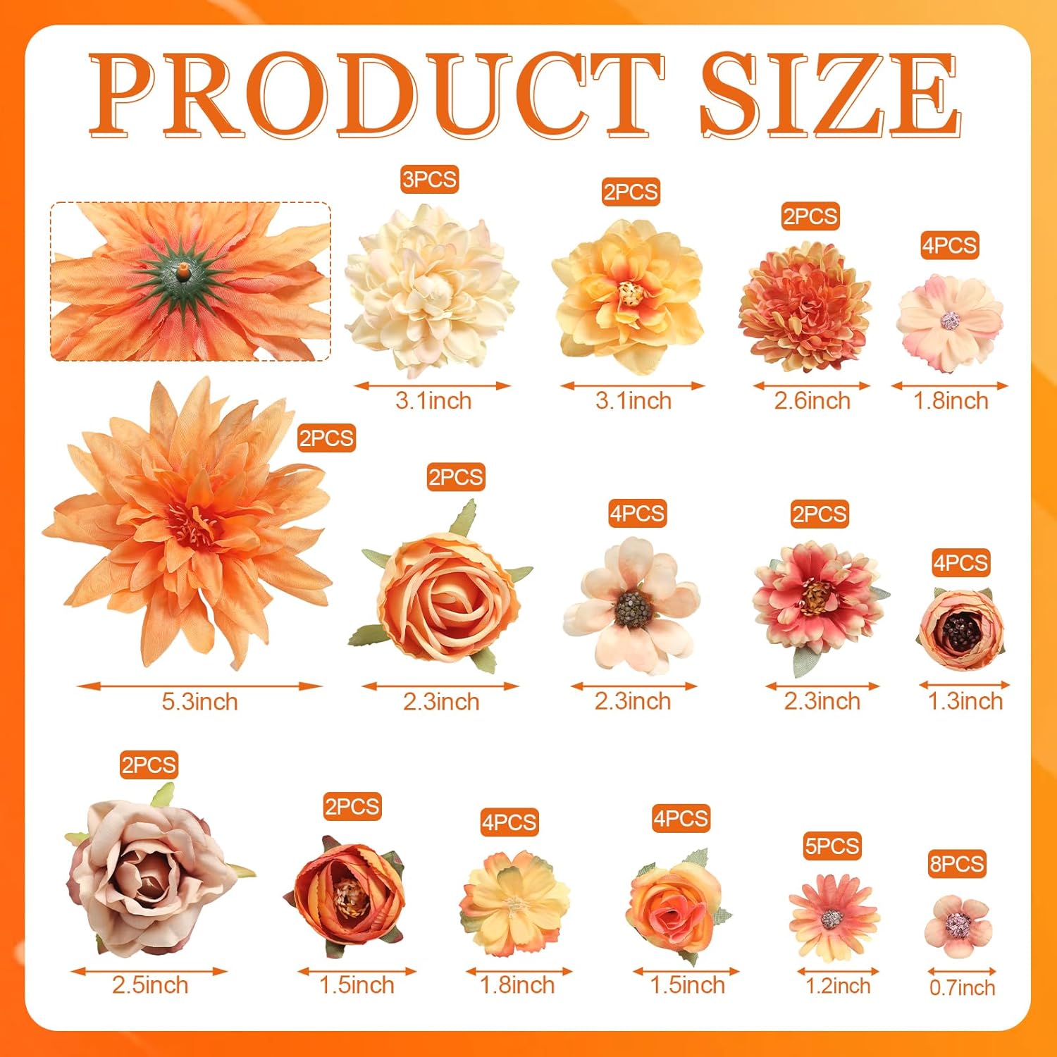 YYHUAWU Faux Flower Heads Mini Artificial Flower Heads Fake Peony Daisy Rose Flowers Multicolor Small Silk Daisy Flower Heads for Craft Garland Wedding Party DIY Home Decoration