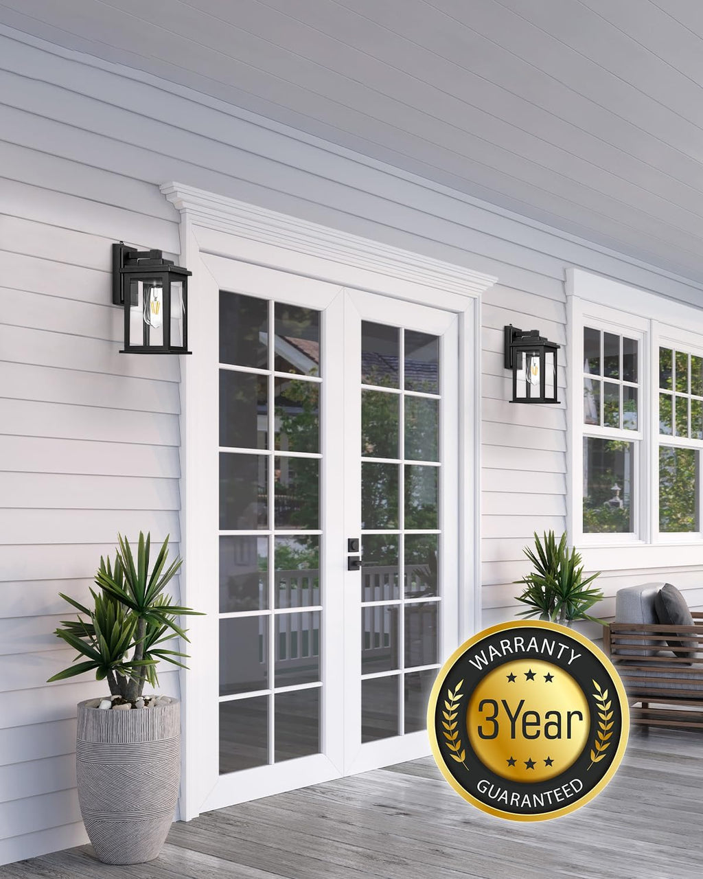 VIANIS Dusk to Dawn Outdoor Lights for House, Black Outdoor Light Fixture, Waterproof Exterior Lighting Fixtures Wall Mount, Outdoor Wall Lights for House, Garage, Garden, Porch,Hardwired, Non-Solar