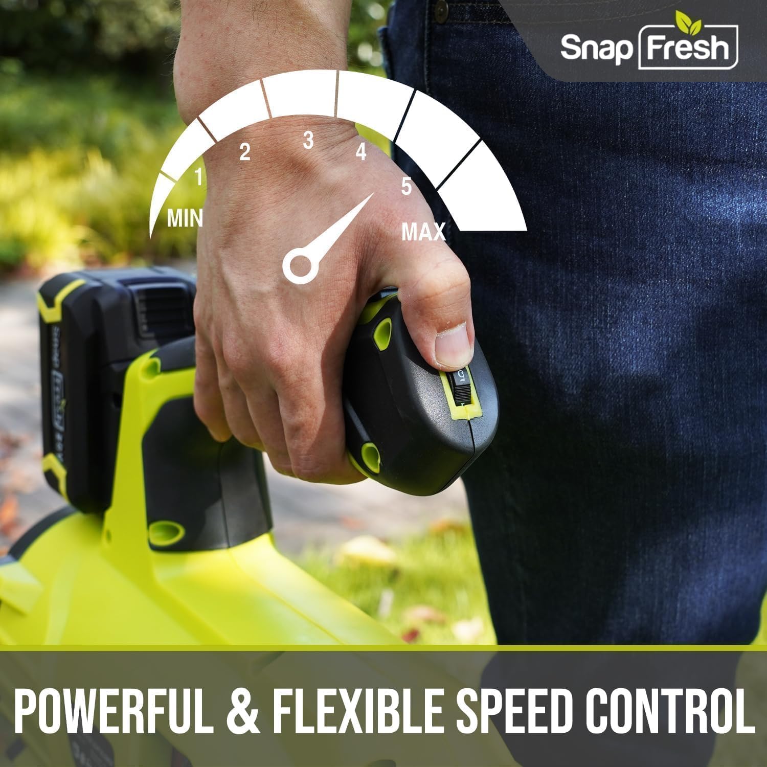 SnapFresh Cordless Leaf Blower - 550CFM Electric Leaf Blower Cordless with 2 x 4.0 Ah Battery and Fast Charger - 20V Lightweight Leaf Blower for Yard and Garden, Battery Operated Blower for Lawn Care