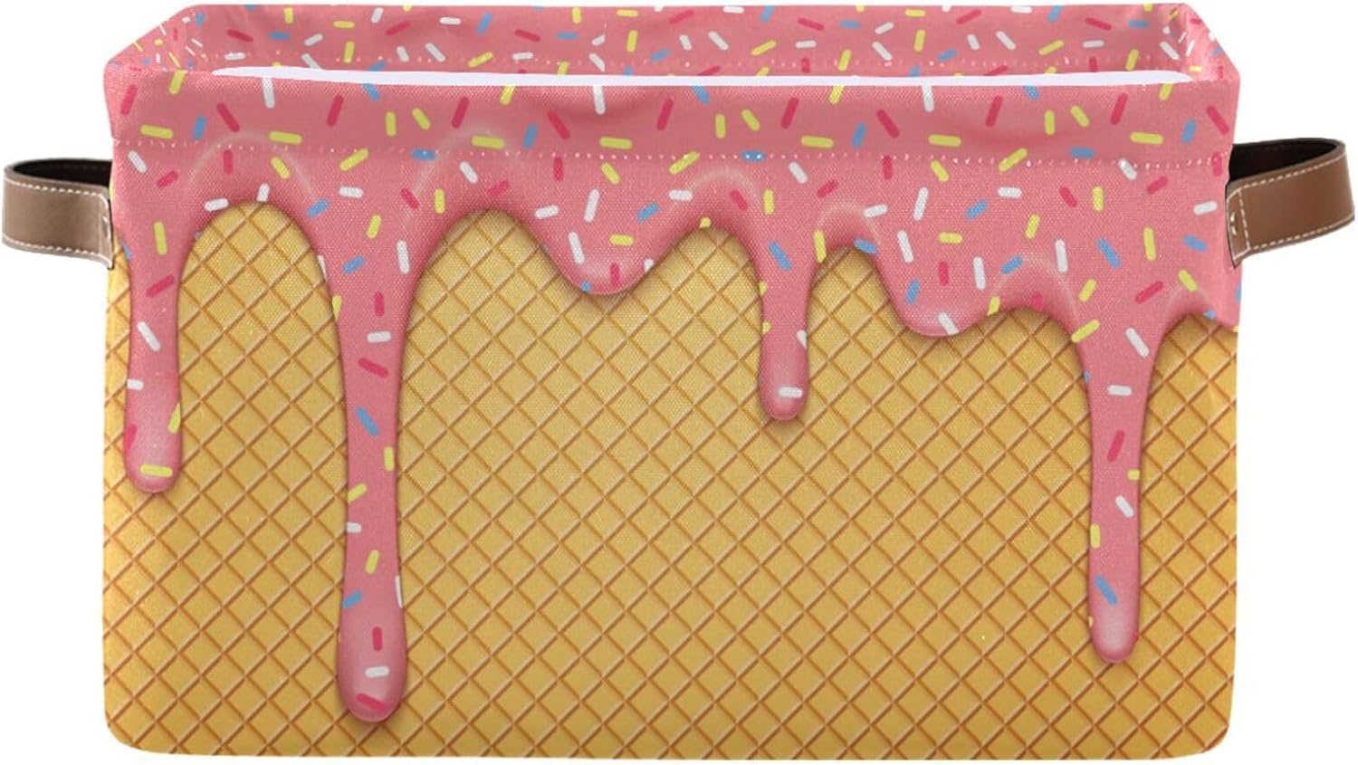 Ice Cream Rectangular Storage Basket Organizer Bin Shelf Baskets For Clothes Gifts For Home Office Dorm