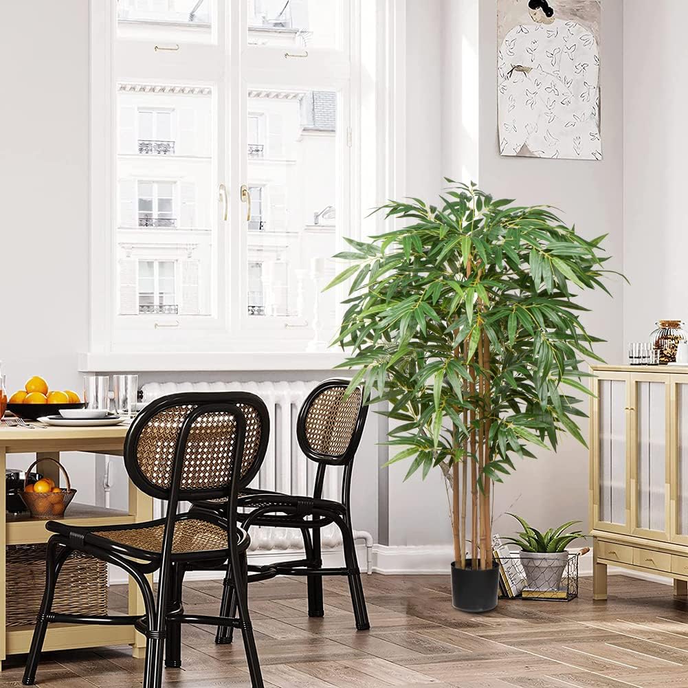 Artificial Bamboo Tree, 5 Feet Tall Decorative Bamboo Plants 60in Bamboo Silk Tree Large Fake Floor Plants for Living Room, Garden, Office Indoor/Outdoor Decor, 2 Pack