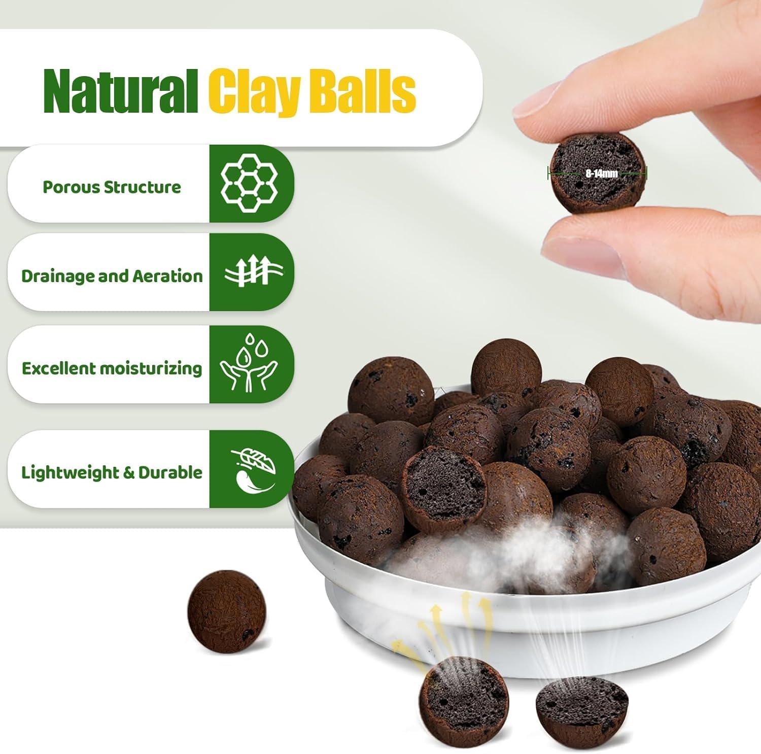 Expanded Clay Pebbles for Plants 1qt, Natural Organic Expanded Grow Media for Hydroponics, Drainage, Decoration, Aquaponics and Other Gardening Essentials