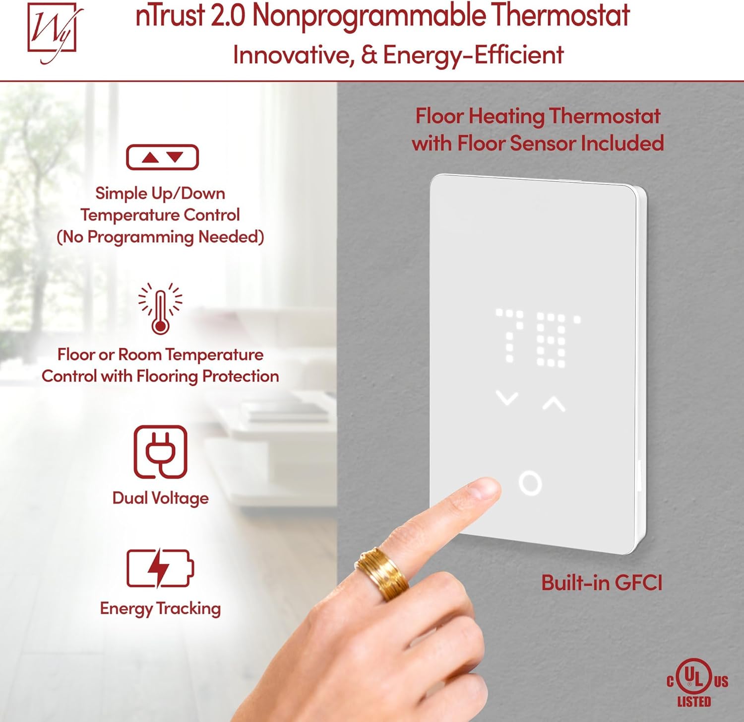 114 Sqft Heated Floor Mat Kit with Radiant Floor Heating System Thermostat UTN5, Two Sensors, Tester, 240V Electric Radiant Floor Heating Mat installs under Bathroom Tile, Vinyl - WarmlyYours TempZone