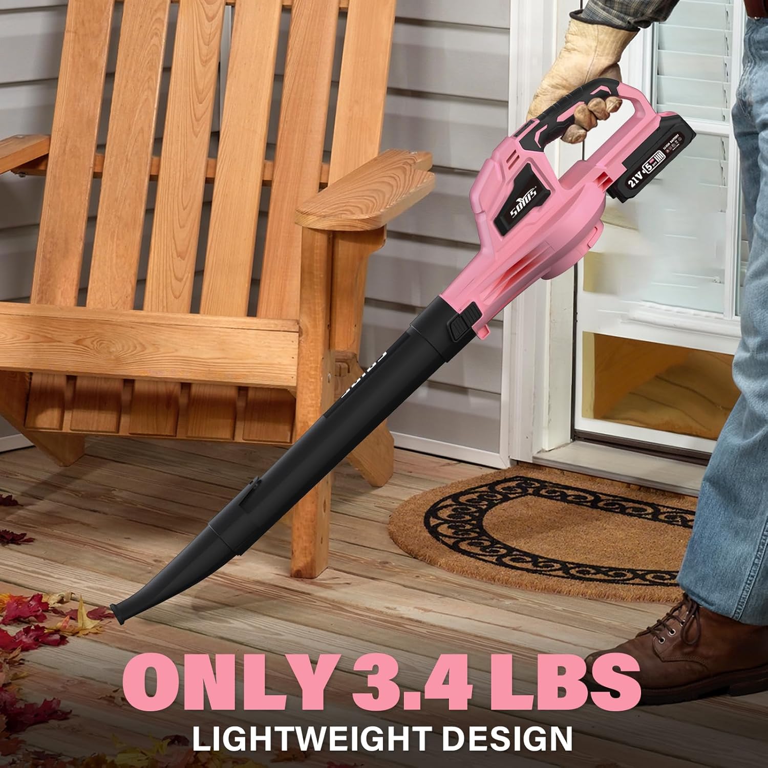 SOYUS Leaf Blower, 20V Leaf Blower Cordless with 2x2.0Ah Battery and Charger, 150 MPH Electric Leaf Blowers with Two-Speed Mode, Blowers for Lawn Care, Debris Dust Cleaning（Pink）