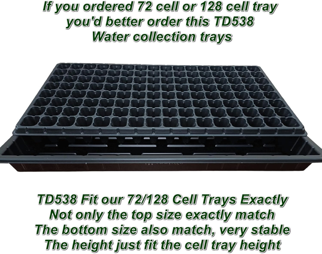 10Pcs 128 Cell Seed Starter Trays, Thick Durable Nursery 128 Cell Plug Tray Seedling Flat Plastic Shallow Tray for TD538 1020 Trays (21.26", 11.02", Deep 1.89"), GGBQ128