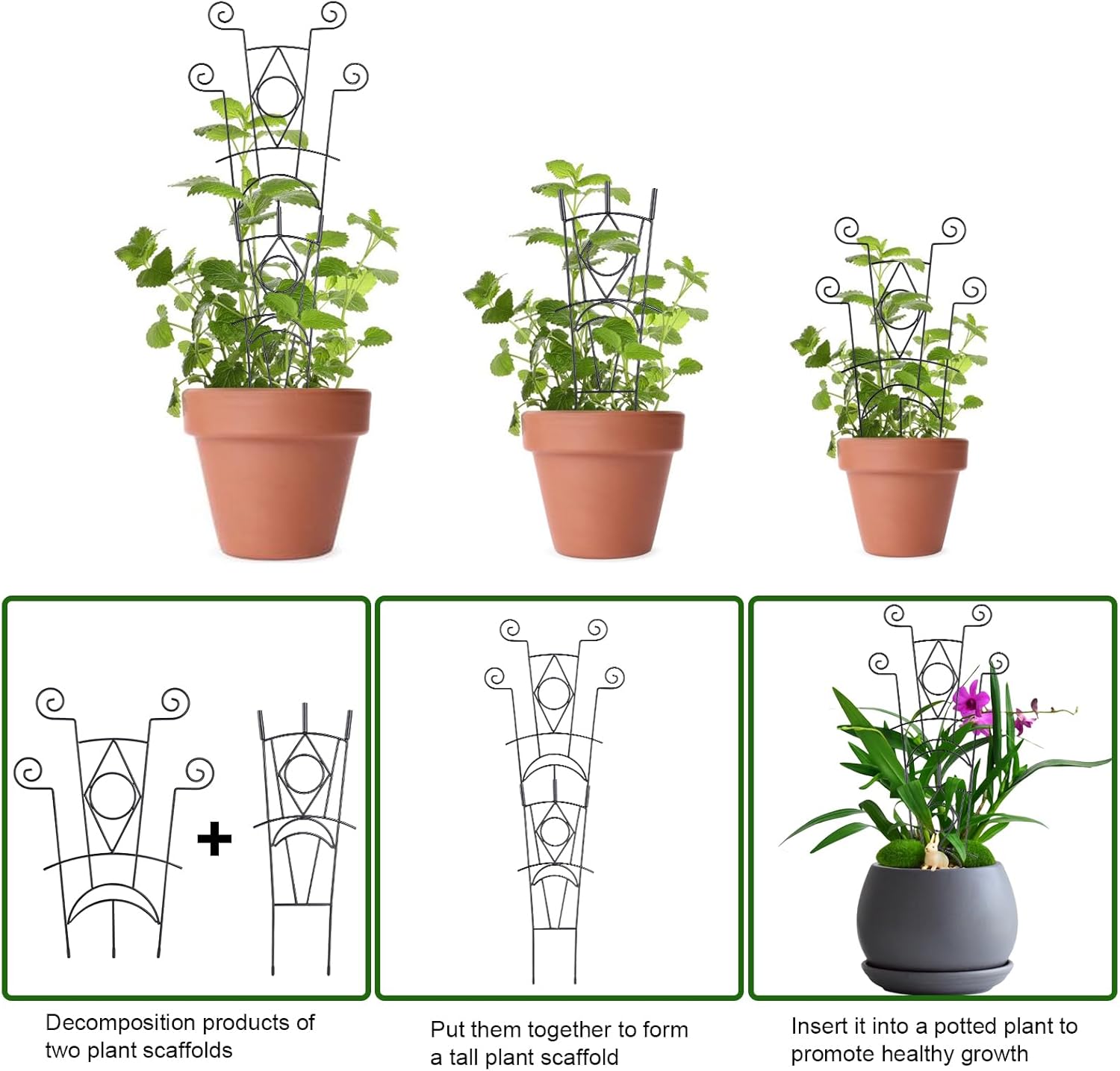 Indoor Plant Trellis for Climbing Plants 2 Pack Small Garden Metal Support for Potted Plants Flowers Houseplants for Outdoor