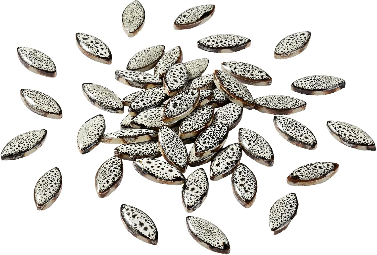 70 Pcs Petal Ceramics Mosaic Tiles for Crafts, Stained Ceramics Supplies, Flower Leaves Mosaic Pieces Kit for DIY Crafts Plates Picture Frames Home Decorations - Black