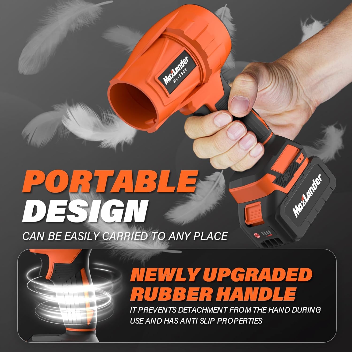 Leaf Blower Cordless, 21V Electric Handheld Leaf Blower with 3.0Ah Battey, 180000 RPM Battery Blowers with Adjustable Speed for Lawn Care, Patio Cleaning, Blowing Leaves and Dust