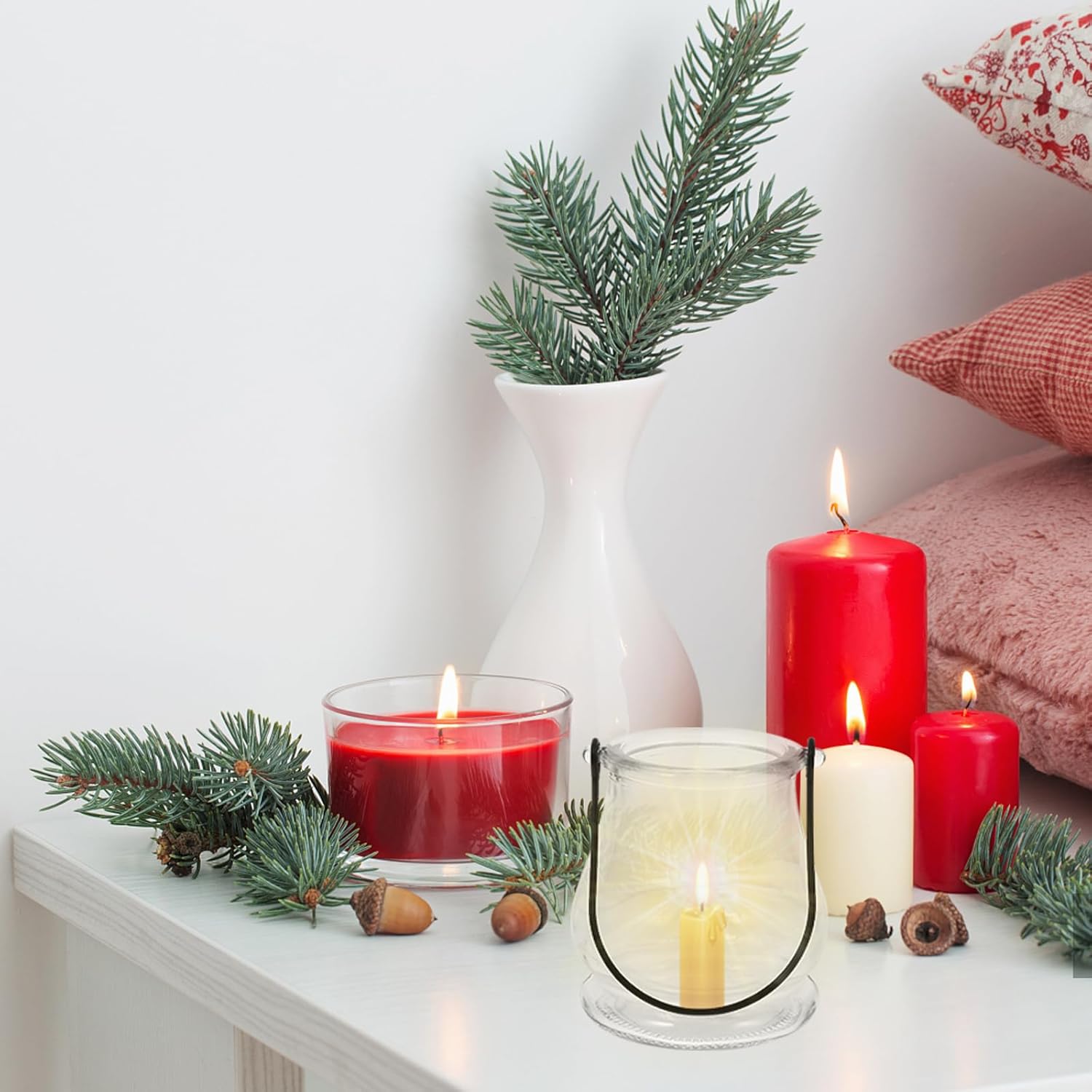 Cabilock 4pcs Hanging Candle Holders, Clear Tealight Holder, Hanging Glass Vase, Fillable Plant Succulent Vase Hanger for Party Wedding Decoration