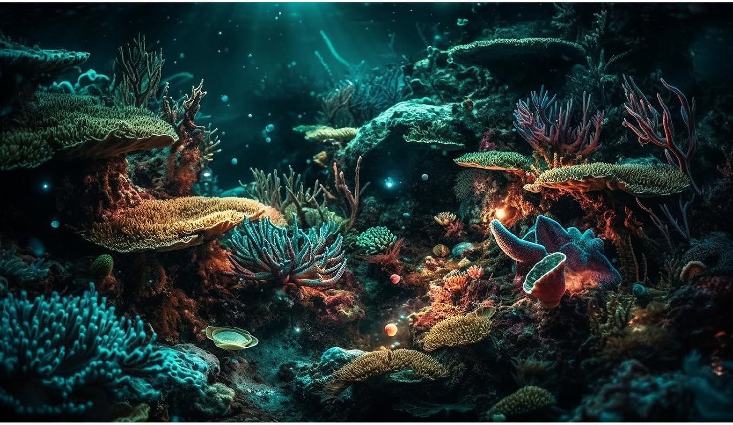 Aquarium Background Colorful Picturesque Coral Reef Terrarium Background Tropical Sea Various Hard Corals Underwater Landscape Fish Tank Backdrop Aquarium Poster Background Vinyl 48x24in