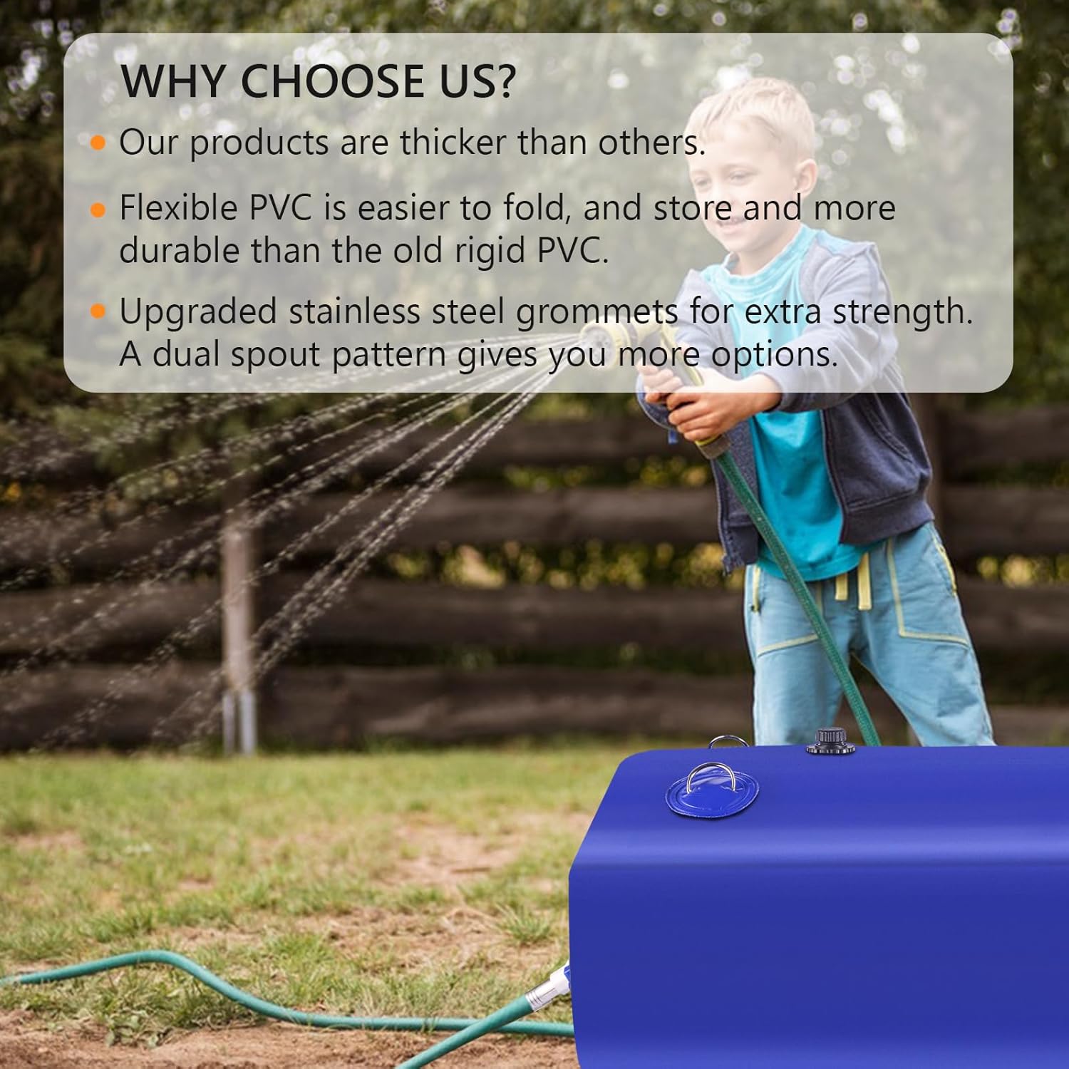 Water Tank, 30 Gallon Water Storage Bladder, Foldable Portable Water Storage, Large Water Storage Containers with 3/4" PVC Spigot and Hose Kit for Camping, Garden, Emergency Water Bag