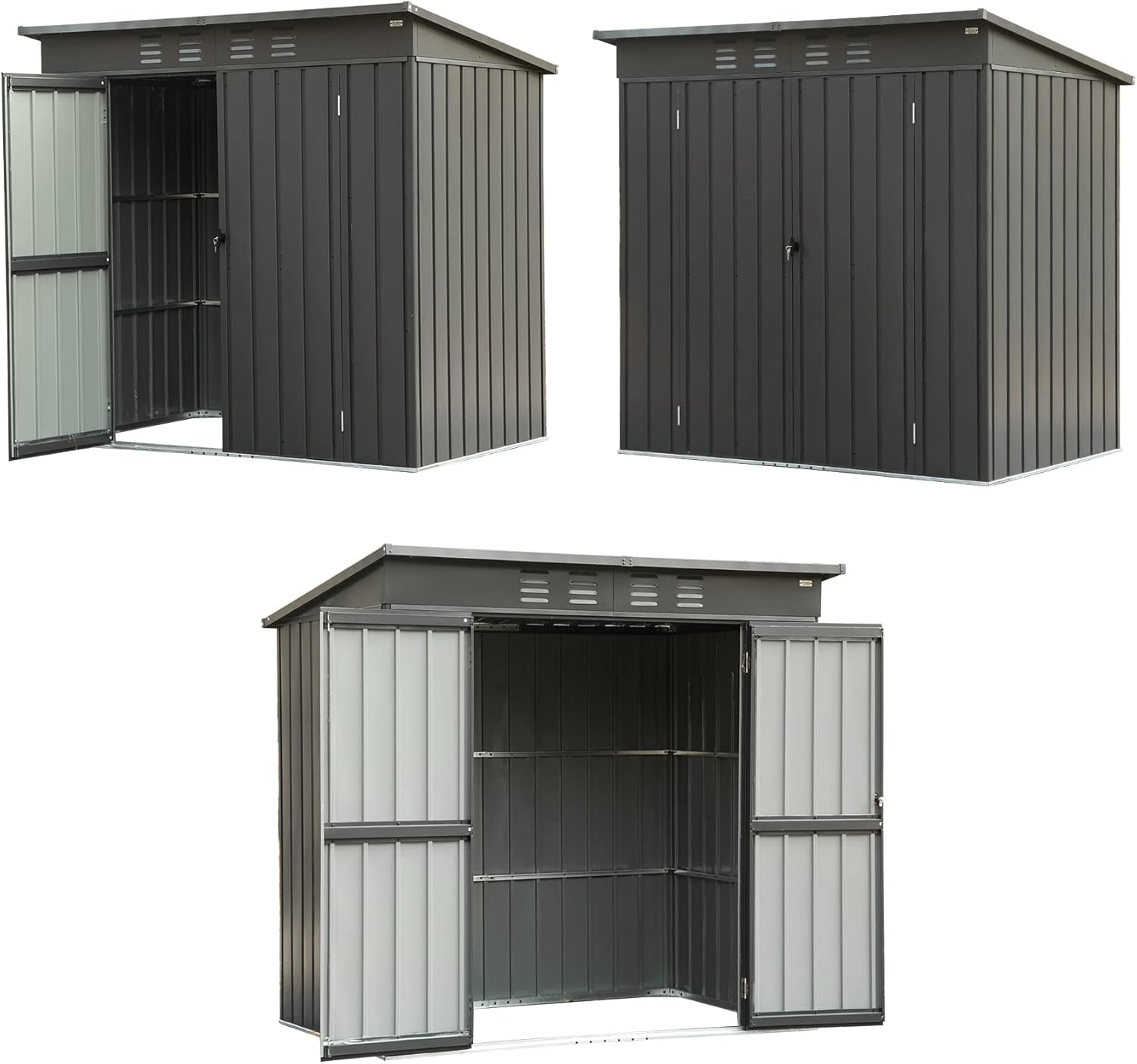 Domi Outdoor Storage Shed 6' x 4', Metal Waterproof Tool Shed Utility Storage House with Double Lockable Doors & Air Vent for Backyard Garden Lawn Patio